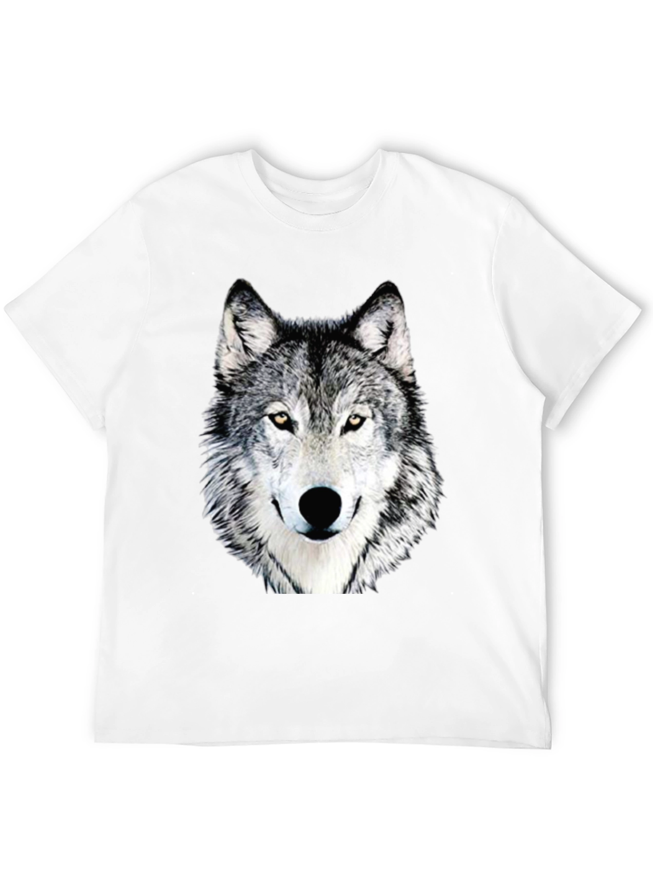 Wolf Graphic Print T-Shirt - Casual Crew Neck Tee