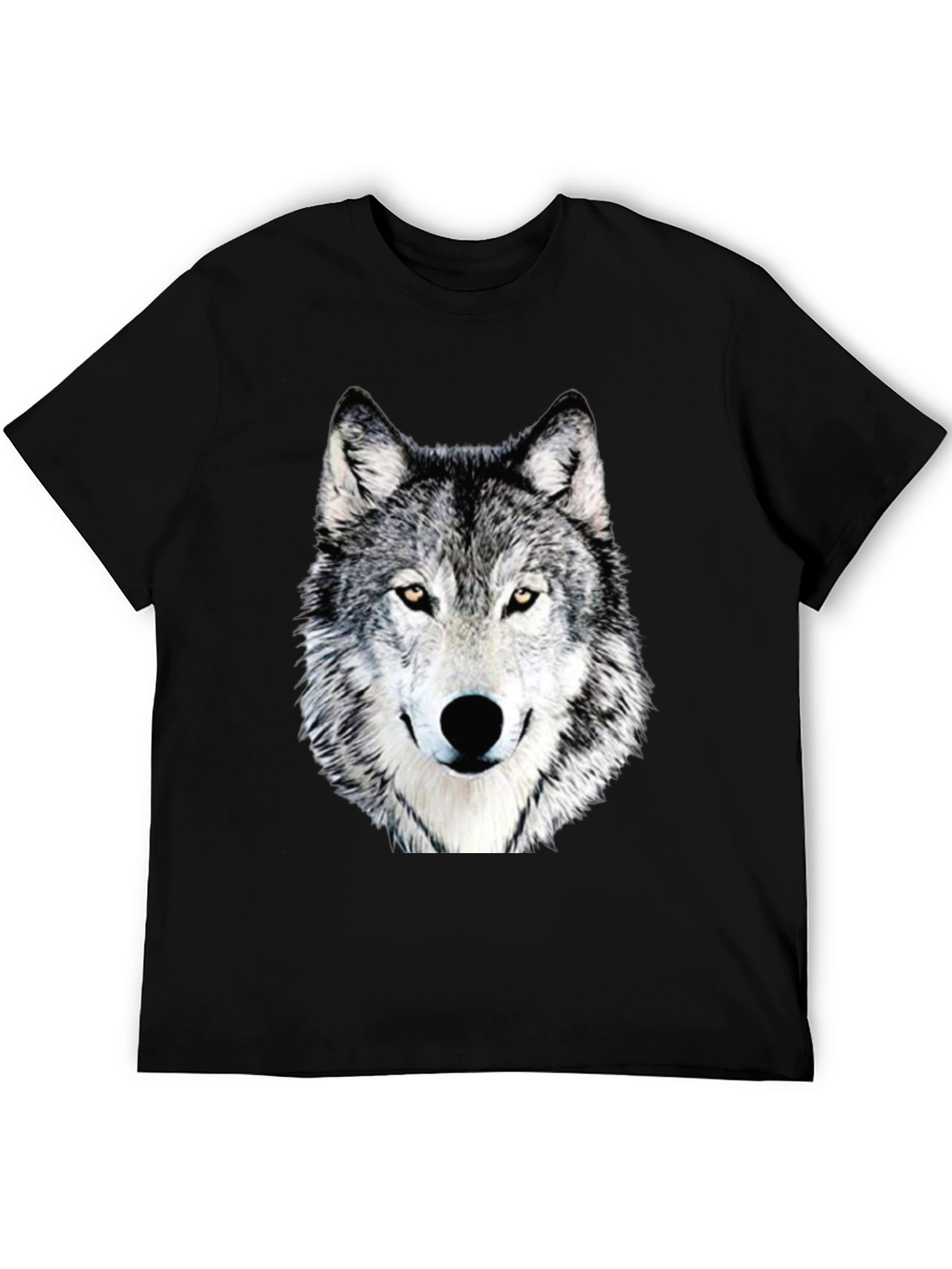 Wolf Graphic Print T-Shirt - Casual Crew Neck Tee
