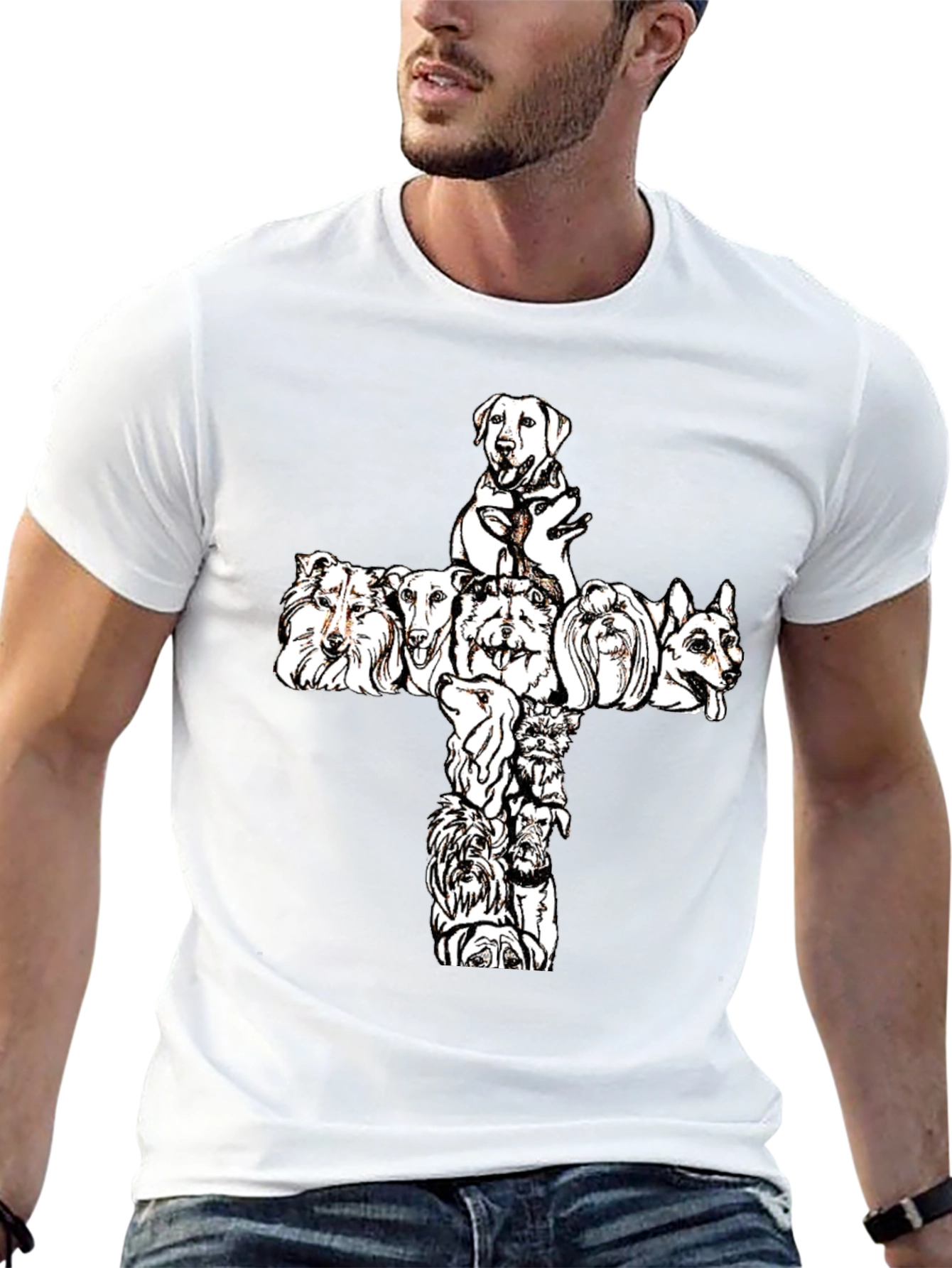 Dog Breed Cross Graphic Tee - Black