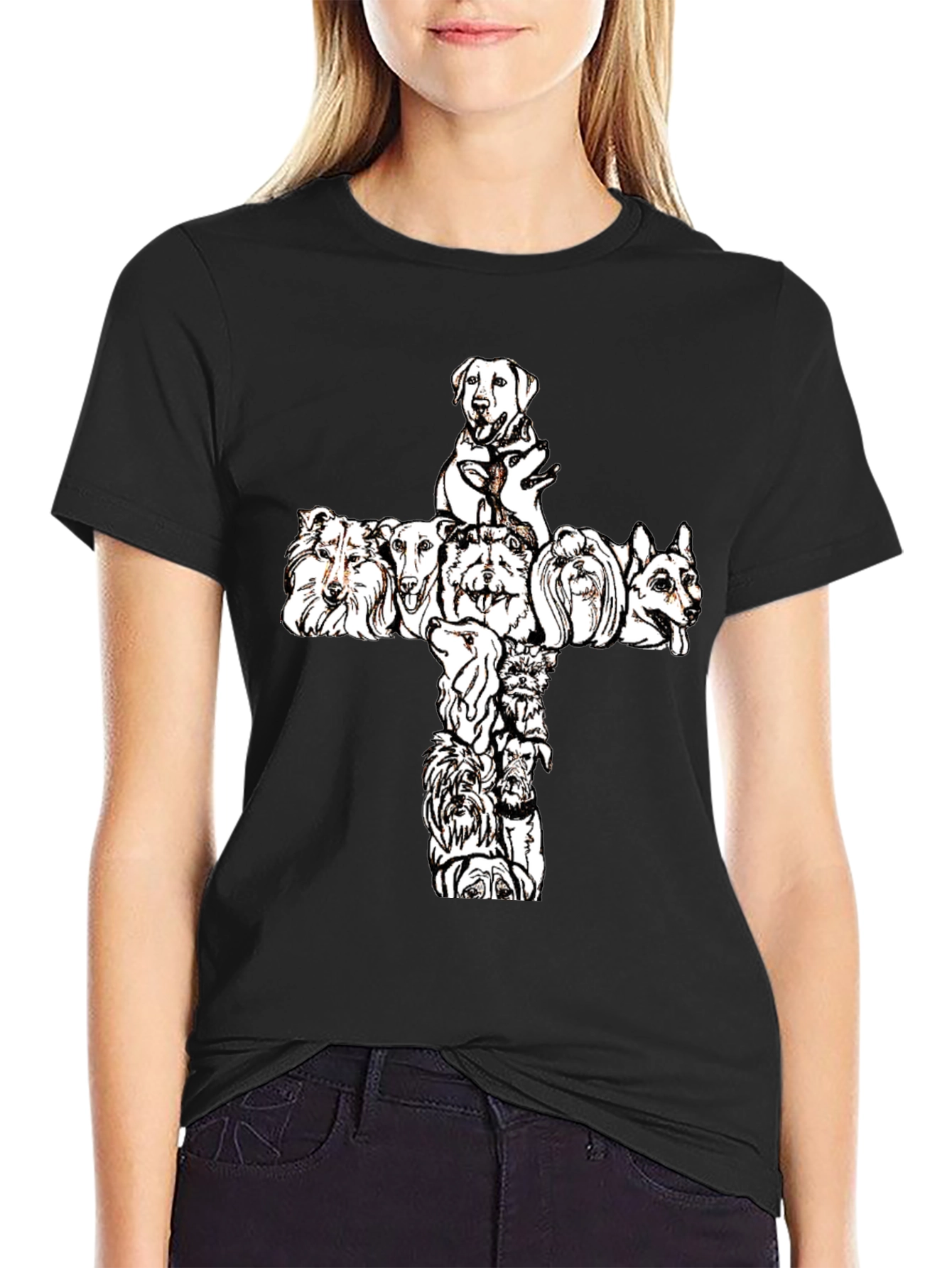 Dog Breed Cross Graphic Tee - Black