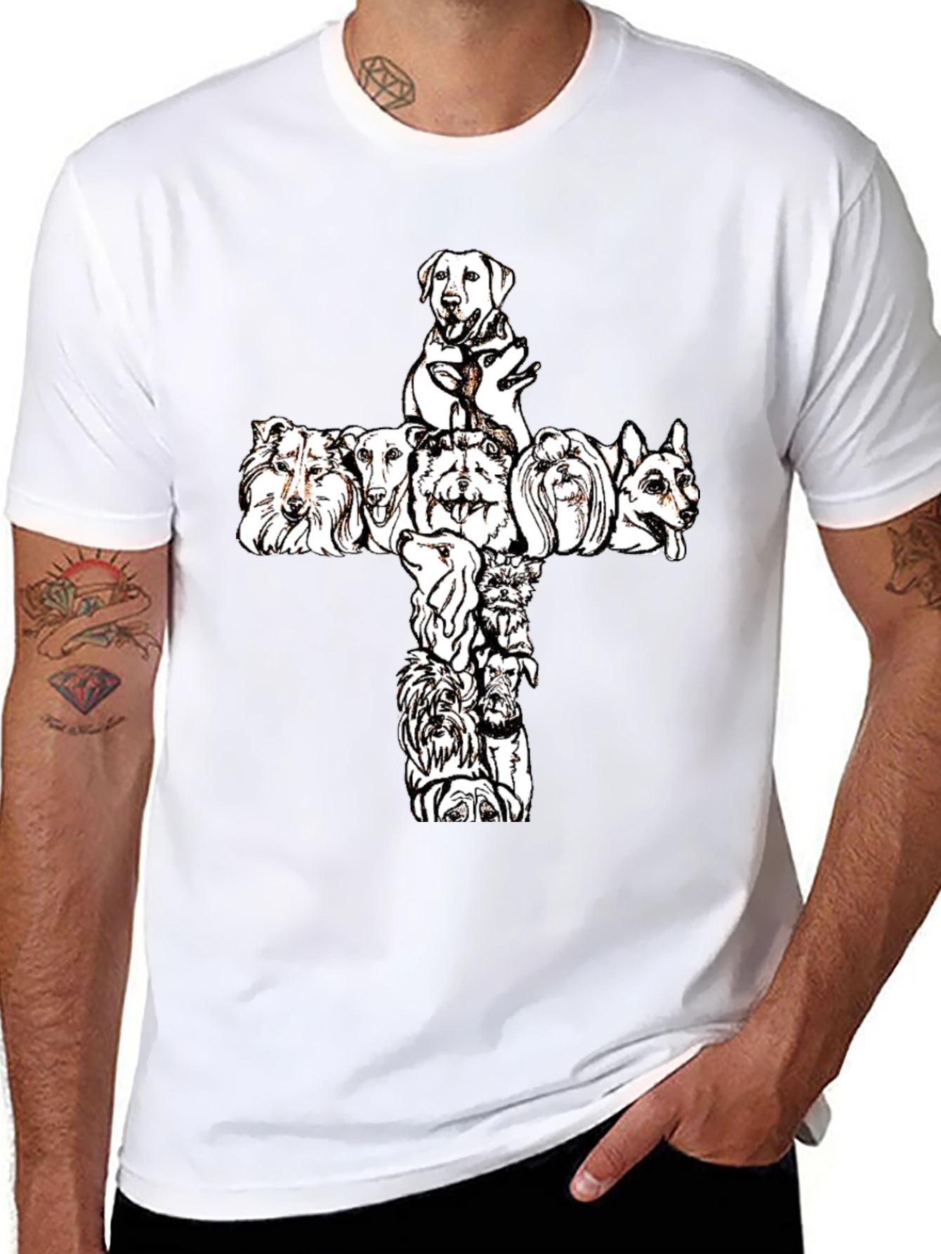 Dog Breed Cross Graphic Tee - Black