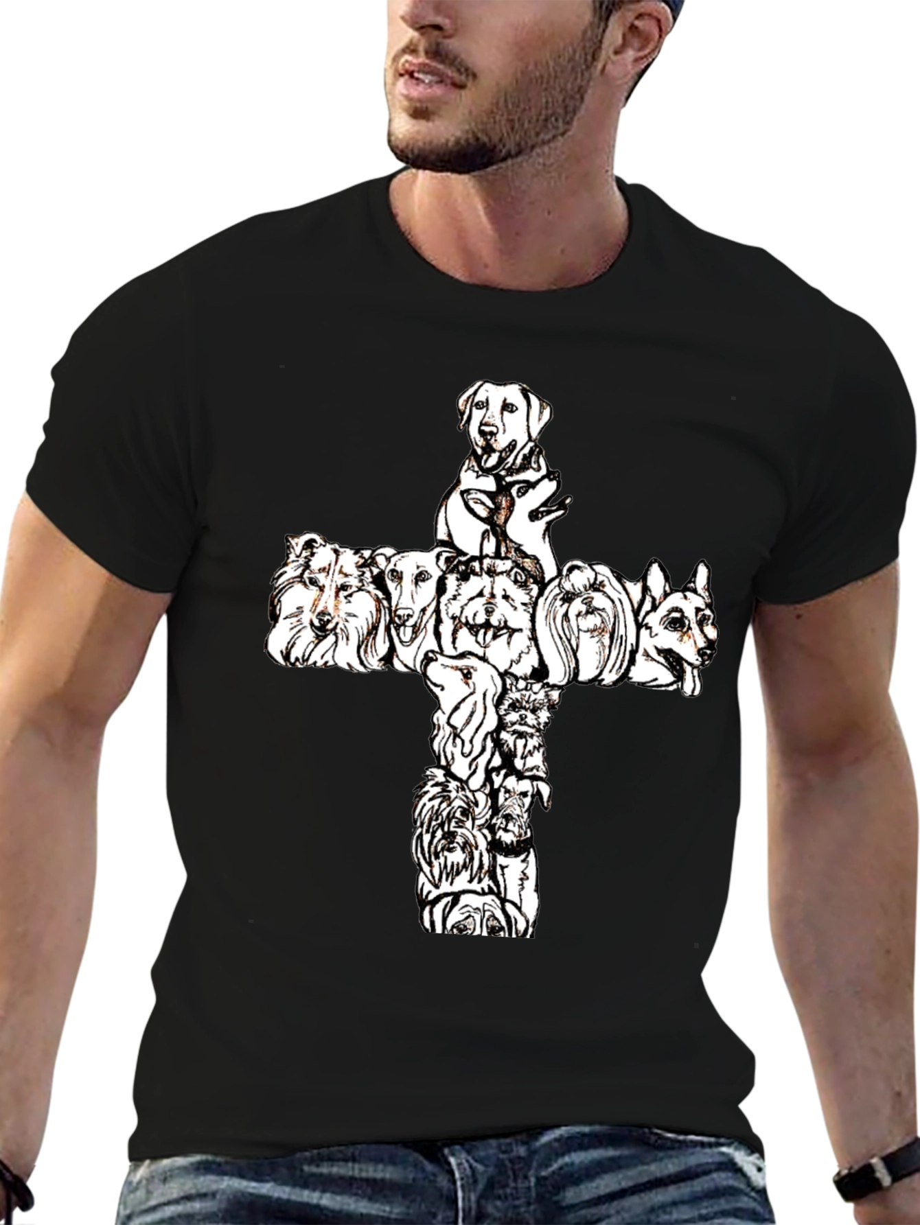 Dog Breed Cross Graphic Tee - Black