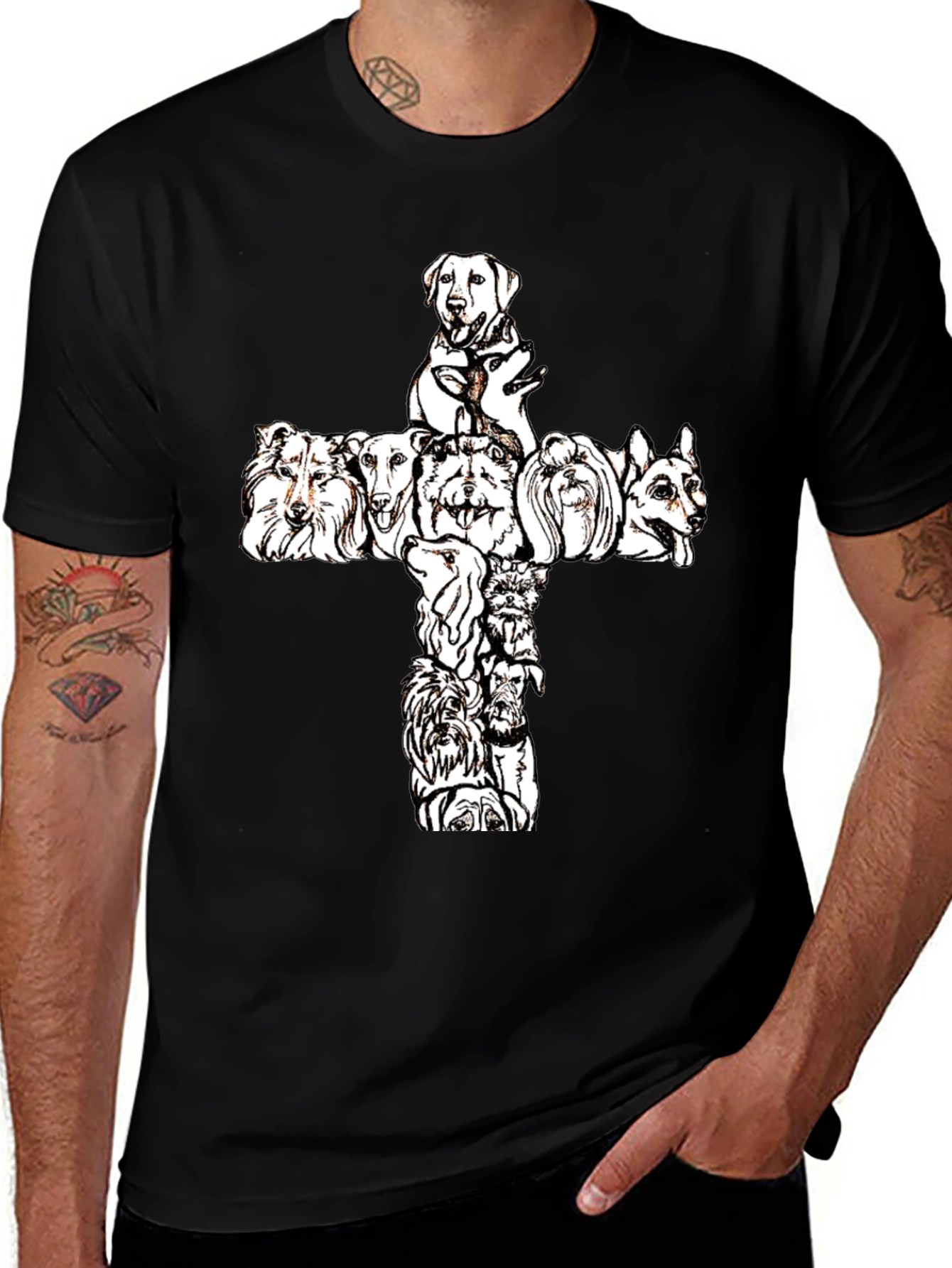 Dog Breed Cross Graphic Tee - Black