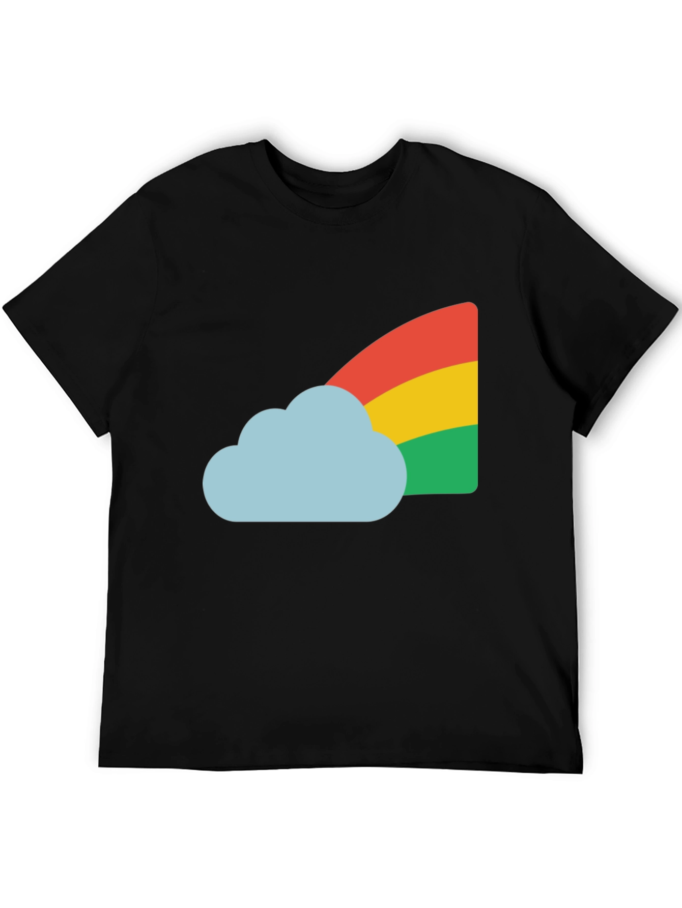 Rainbow Cloud Graphic Tee - Black Cotton T-Shirt
