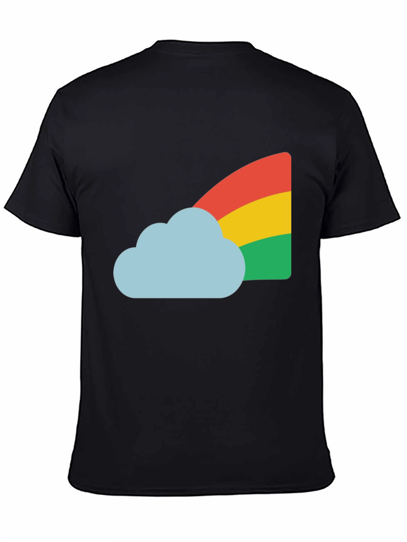 Rainbow Cloud Graphic Tee - Black Cotton T-Shirt