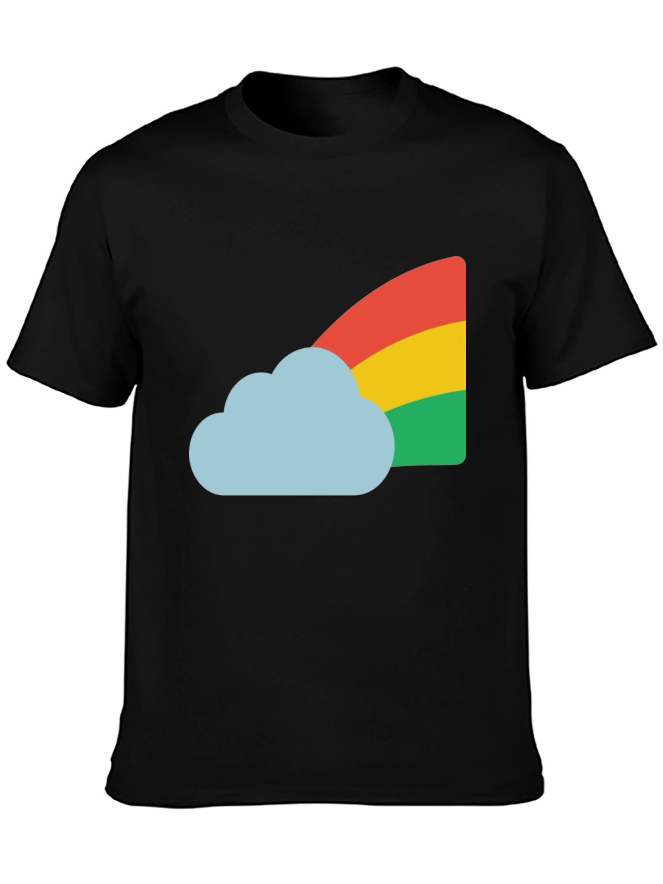 Rainbow Cloud Graphic Tee - Black Cotton T-Shirt