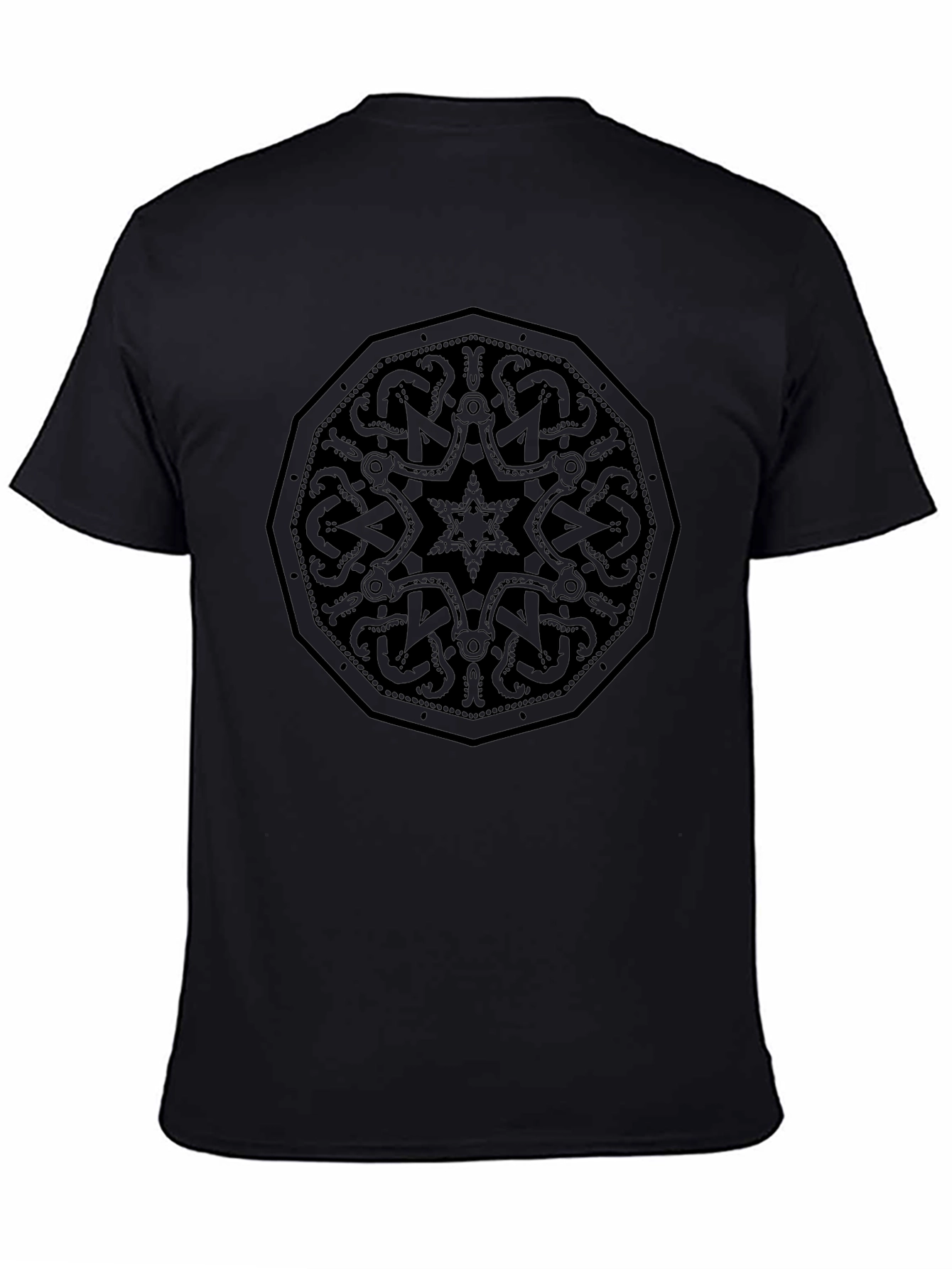 Mens Black Graphic Tee - Nordic Knot Design