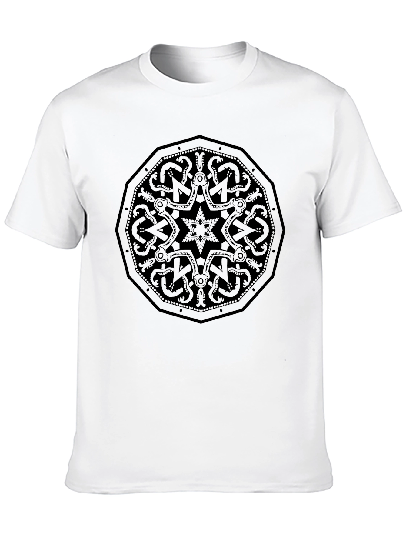 Mens Black Graphic Tee - Nordic Knot Design