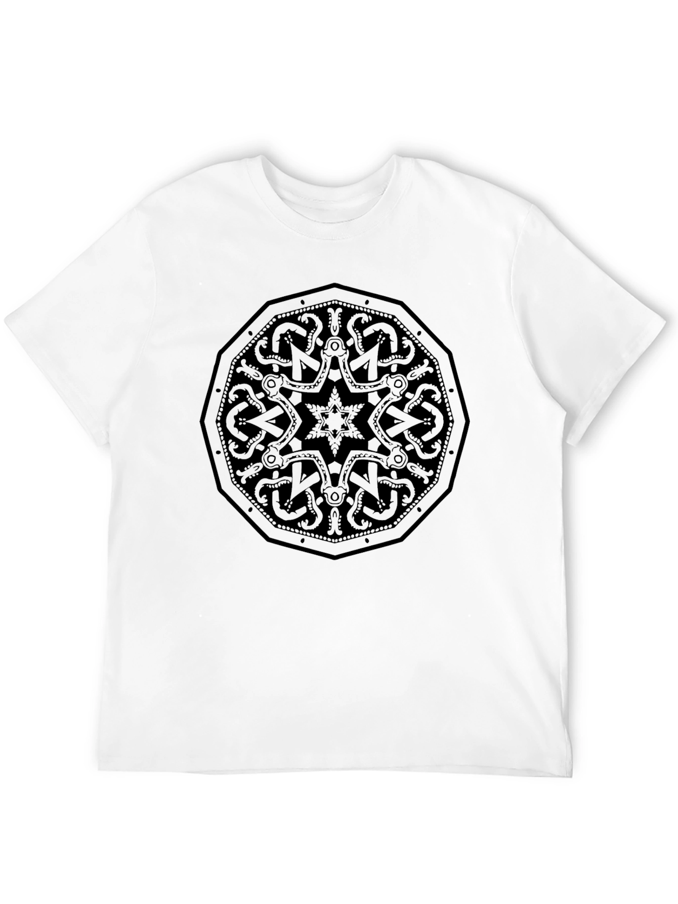 Mens Black Graphic Tee - Nordic Knot Design