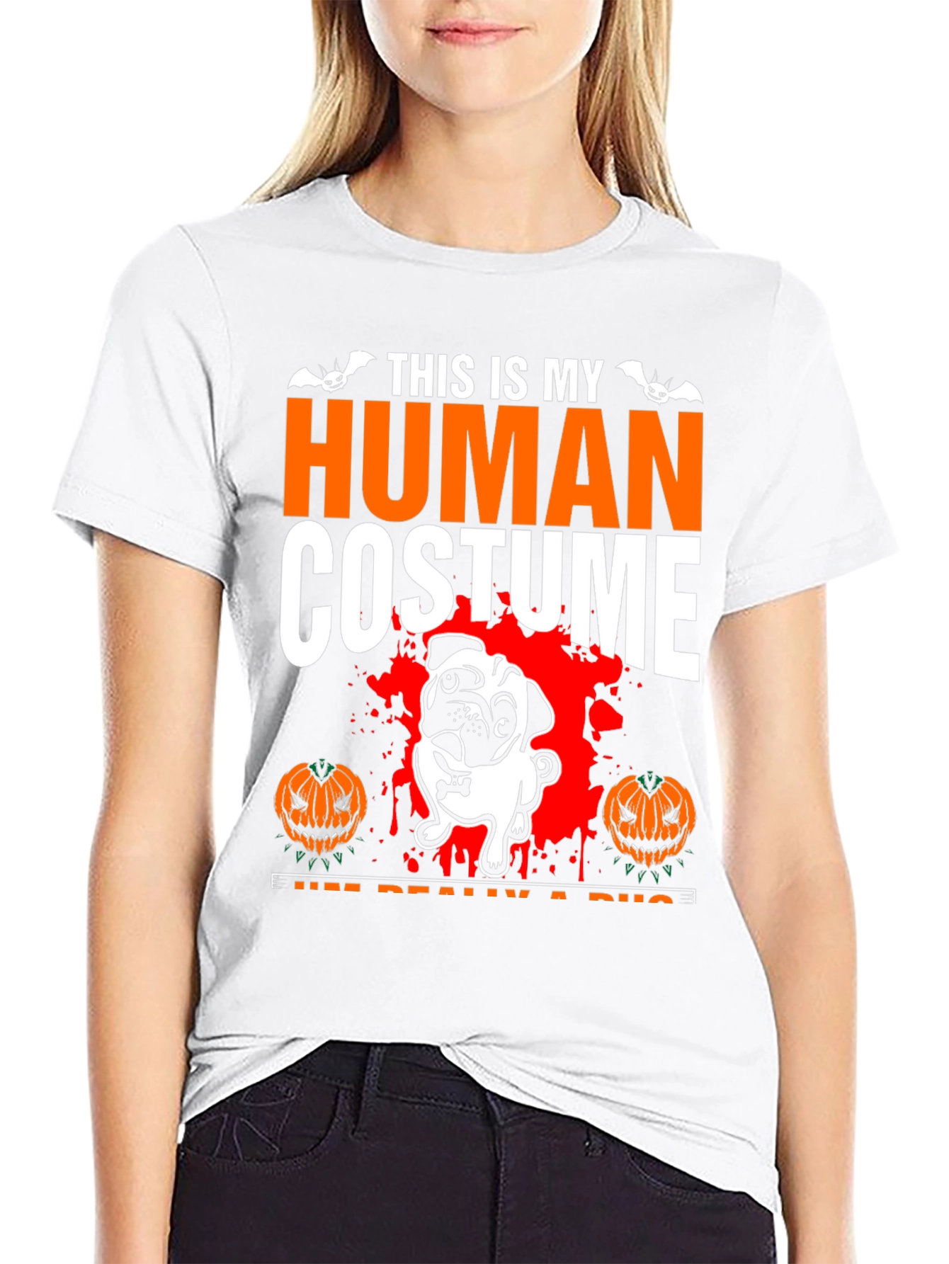 Halloween Pug Human Costume Graphic Tee