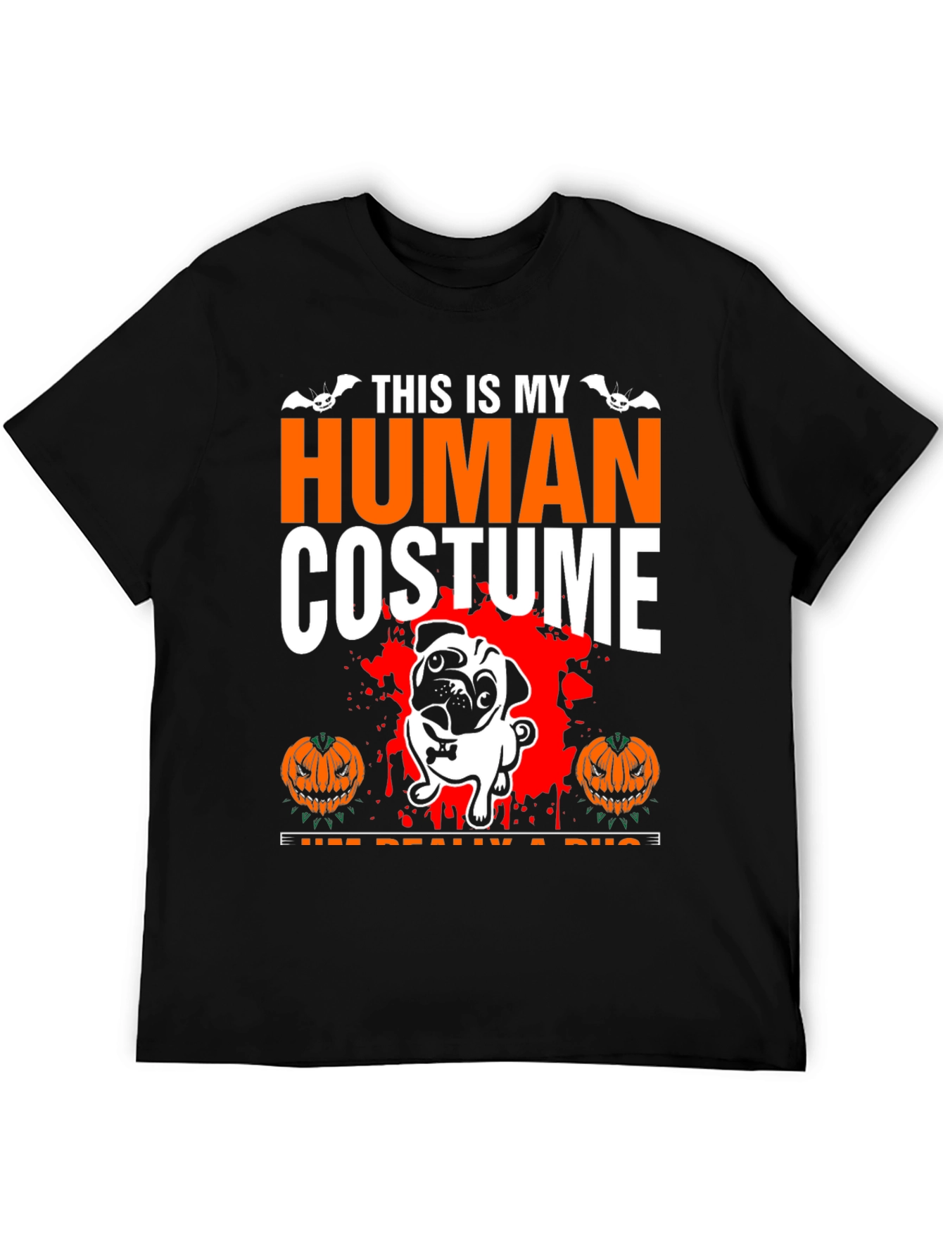 Halloween Pug Human Costume Graphic Tee