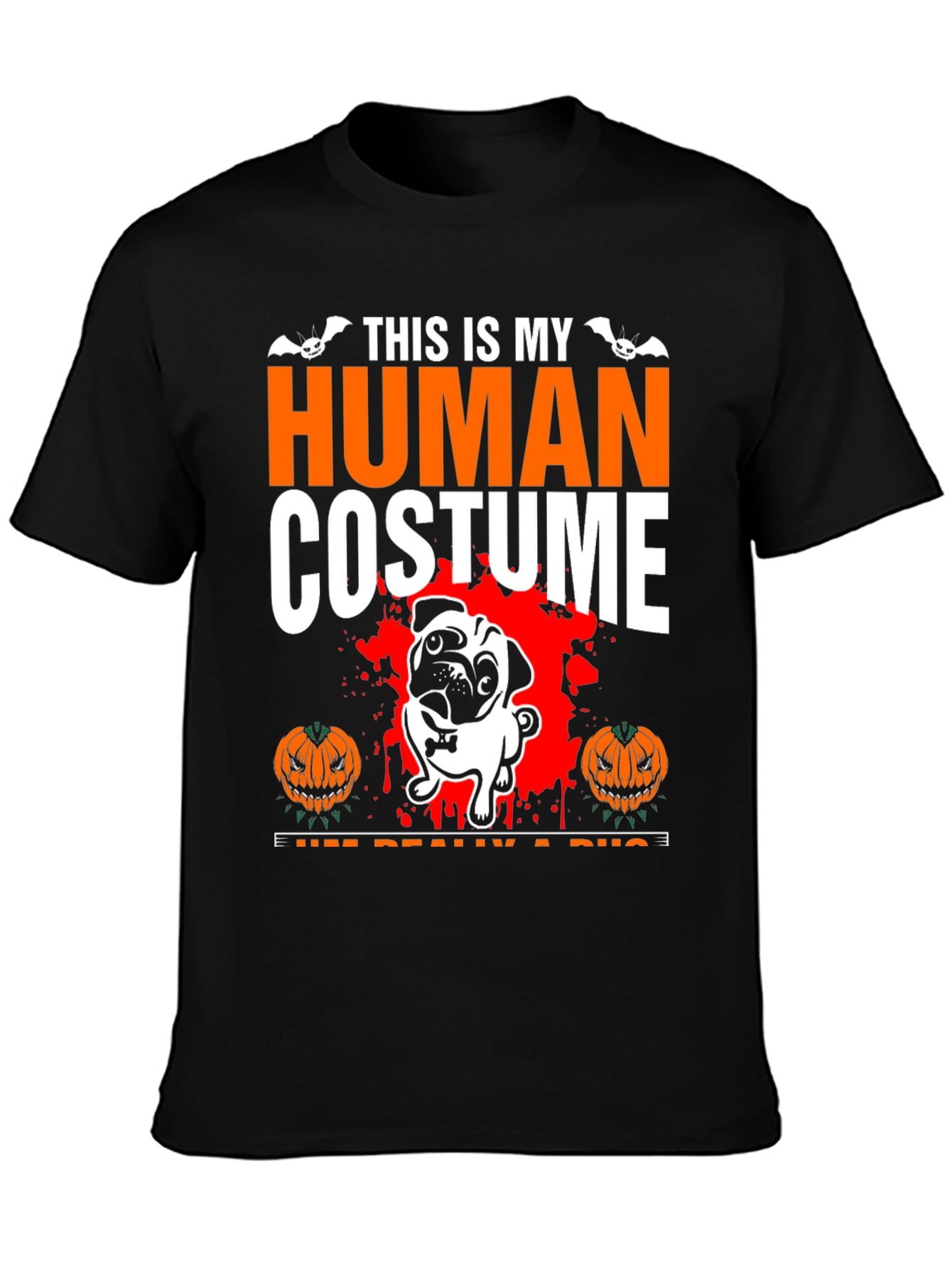 Halloween Pug Human Costume Graphic Tee