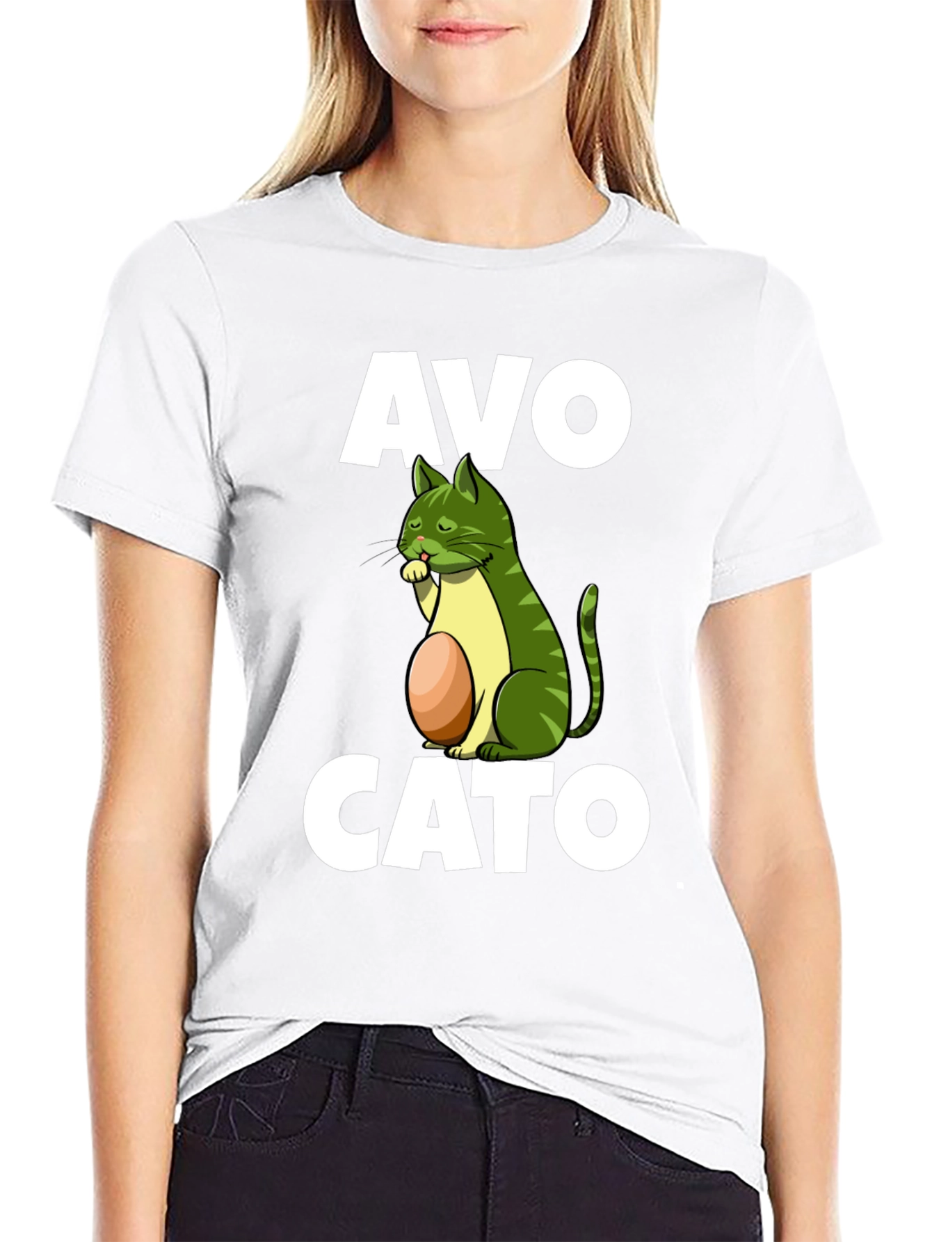 Avo Cato Graphic Tee - Avocado Cat Pun T-Shirt