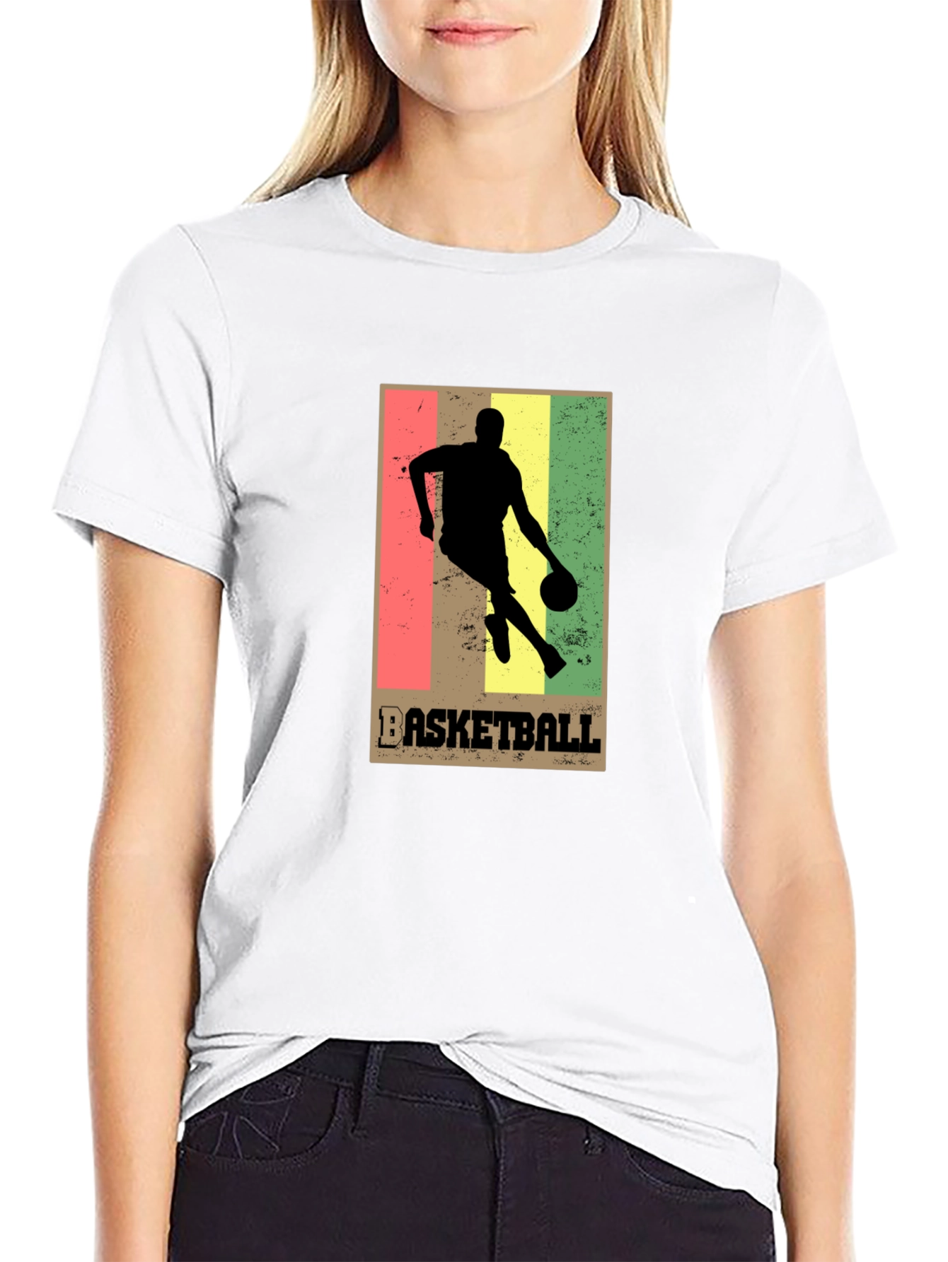 Basketball Silhouette Graphic T-Shirt - Black