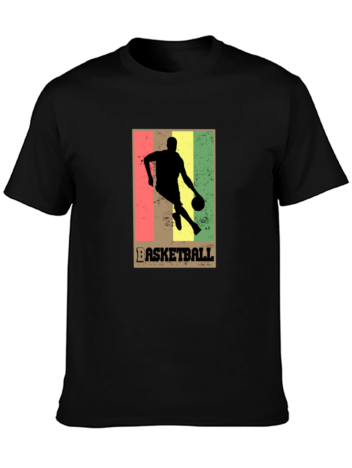 Basketball Silhouette Graphic T-Shirt - Black