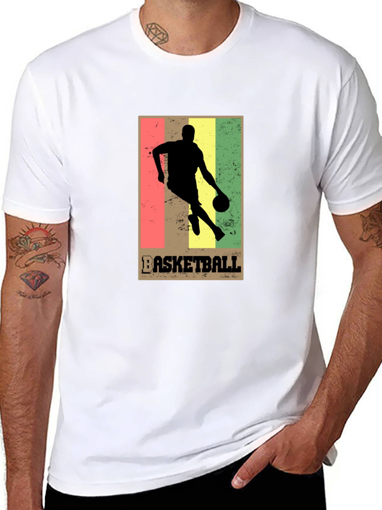 Basketball Silhouette Graphic T-Shirt - Black