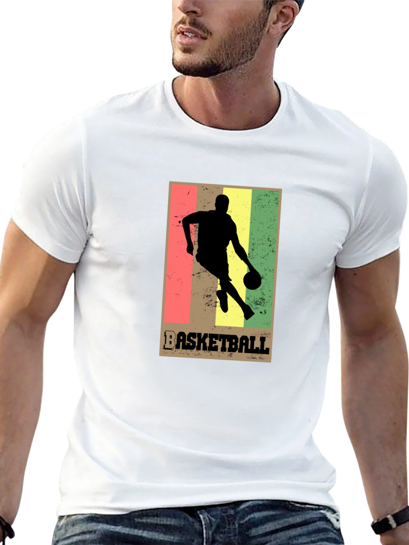 Basketball Silhouette Graphic T-Shirt - Black