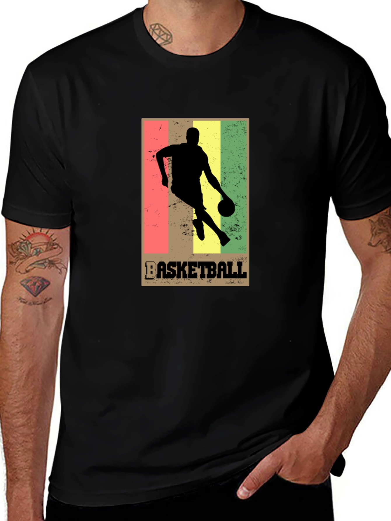 Basketball Silhouette Graphic T-Shirt - Black