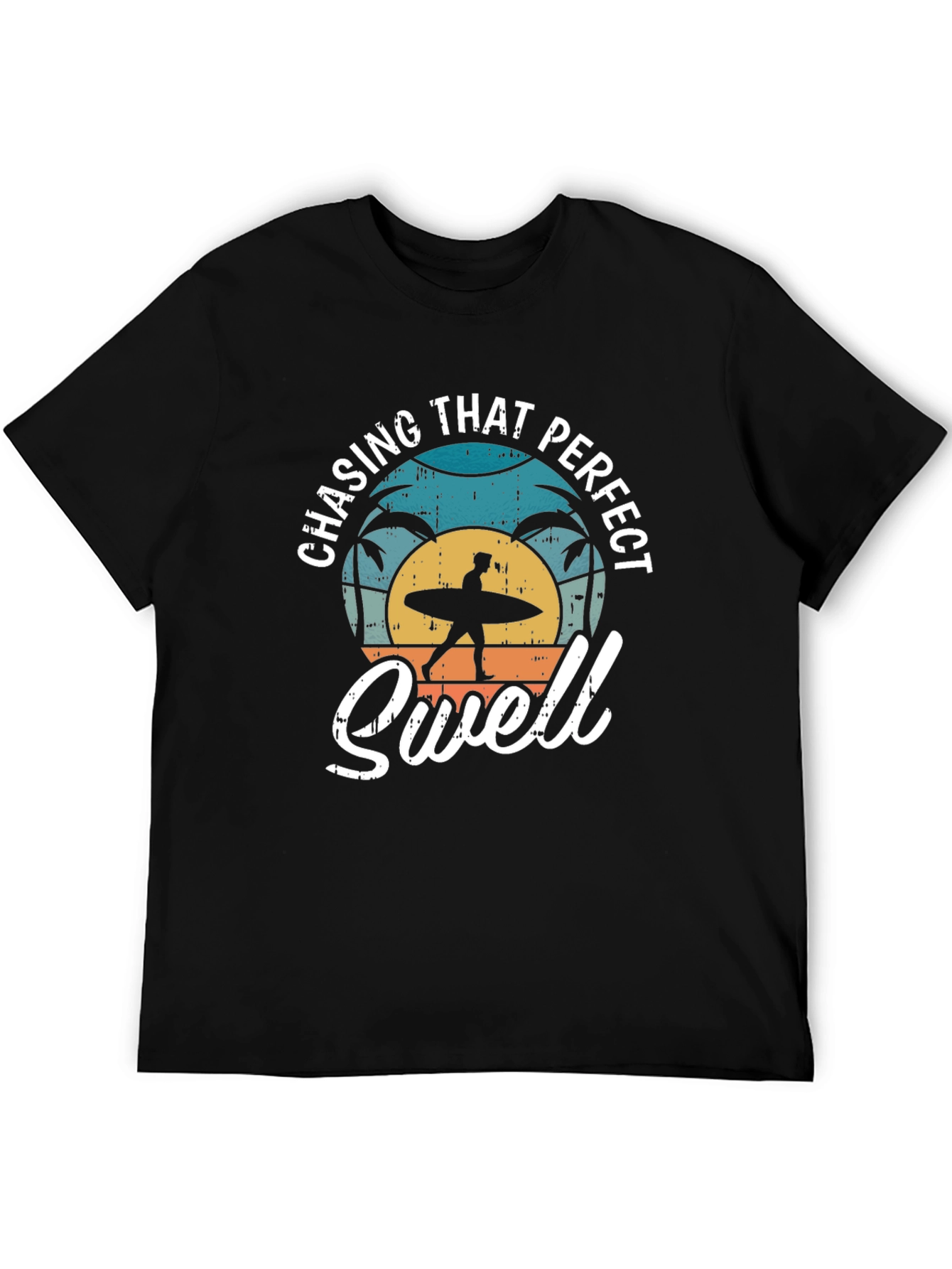 Chasing That Perfect Swell Black Graphic T-Shirt