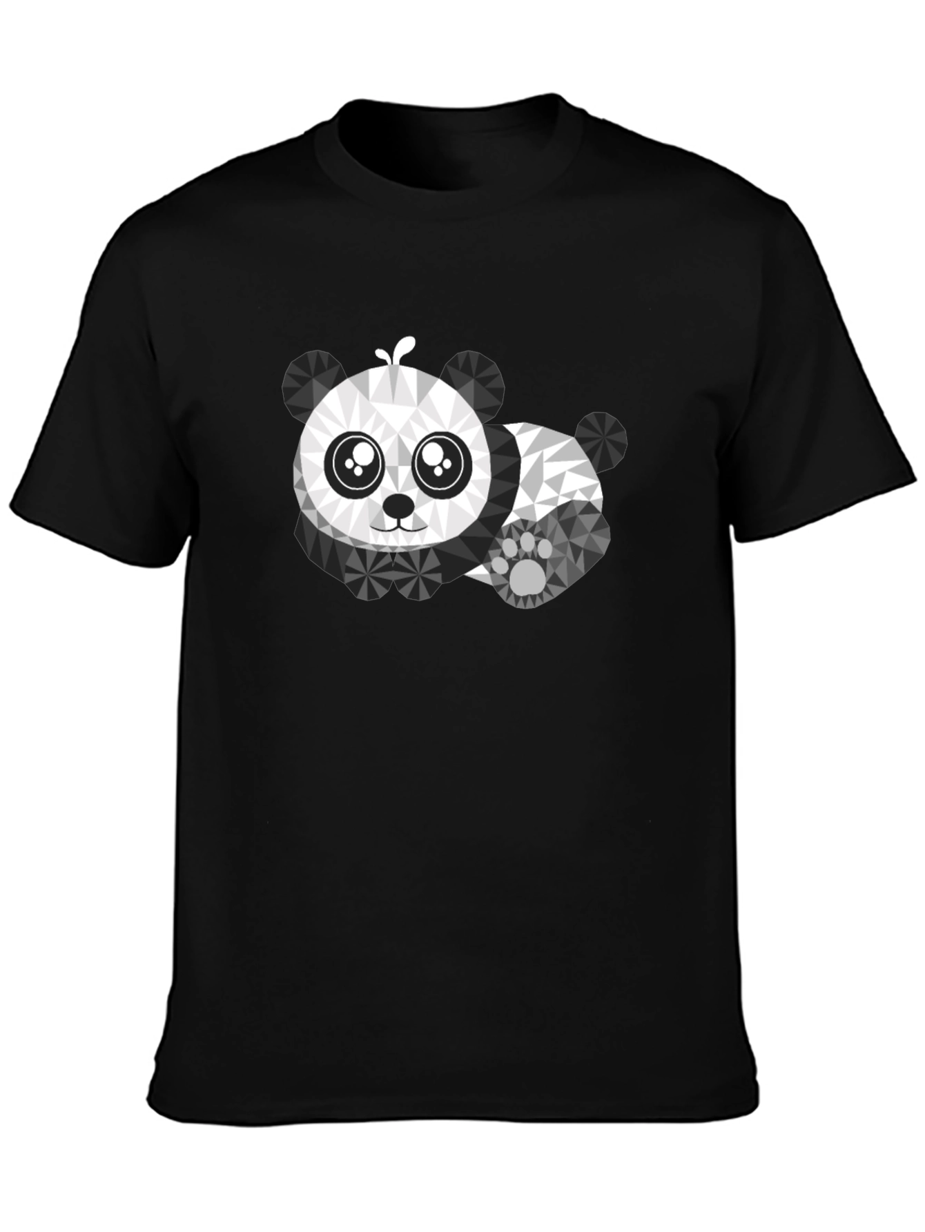 Geometric Panda Graphic Tee - Black Cotton Shirt