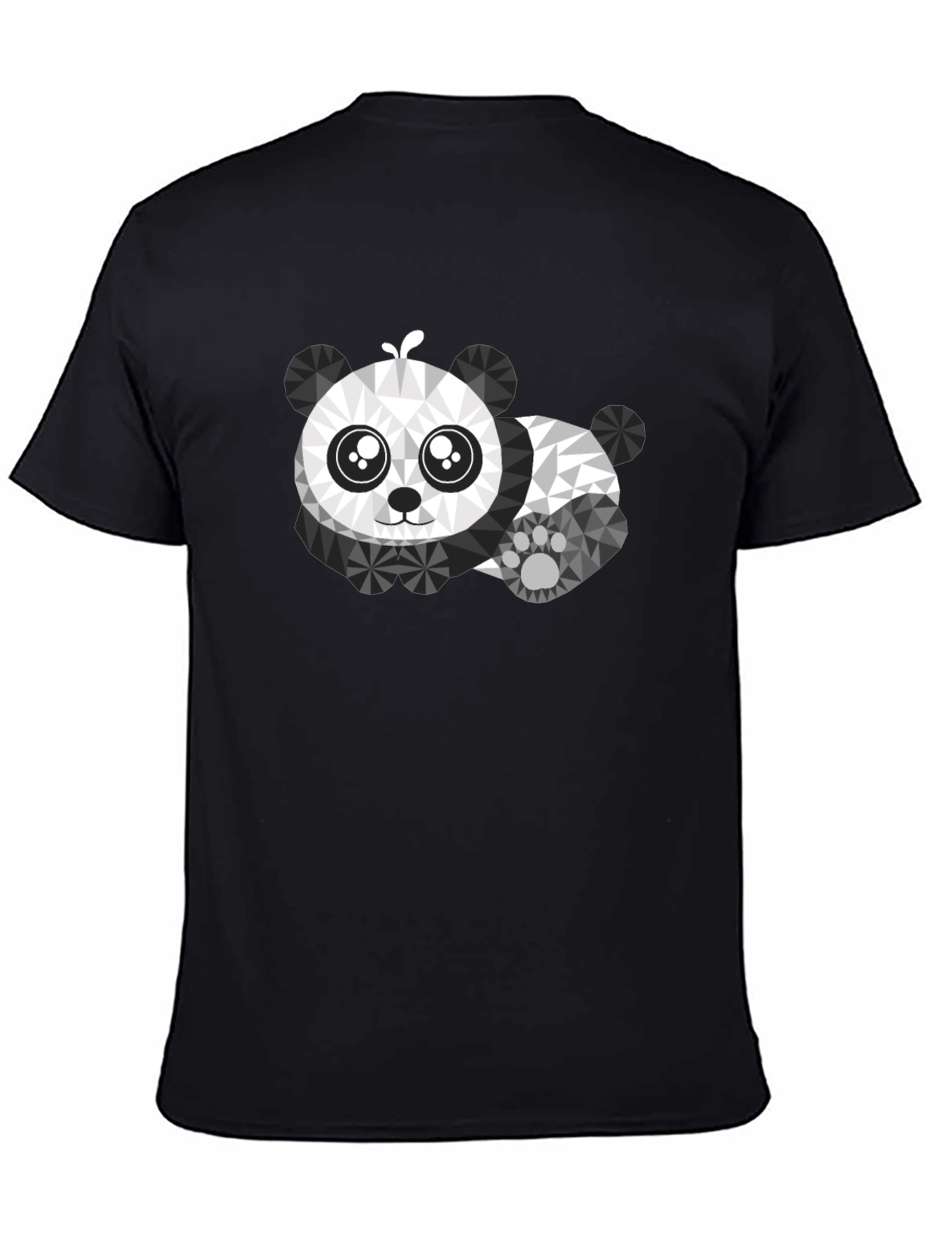 Geometric Panda Graphic Tee - Black Cotton Shirt