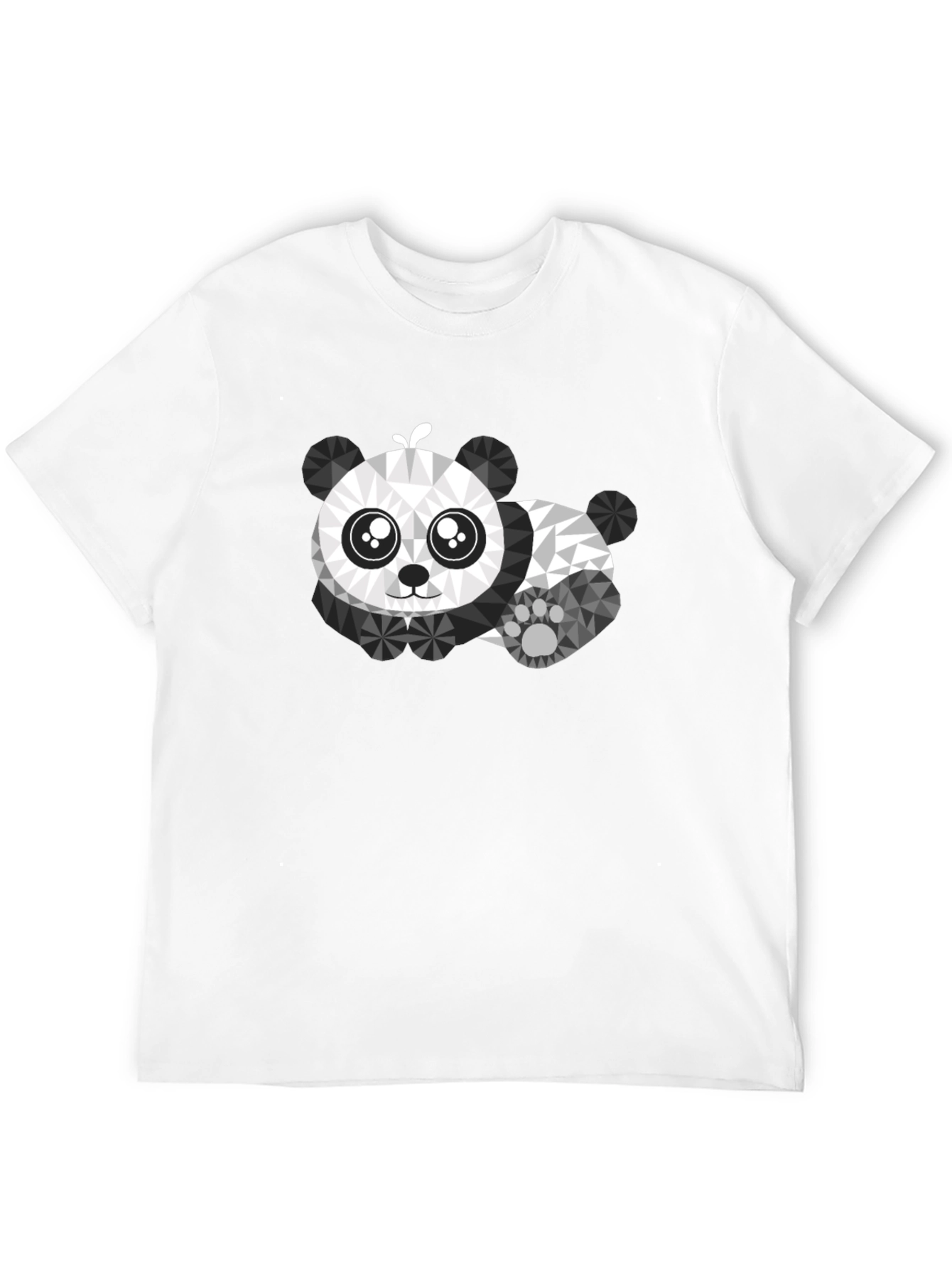 Geometric Panda Graphic Tee - Black Cotton Shirt