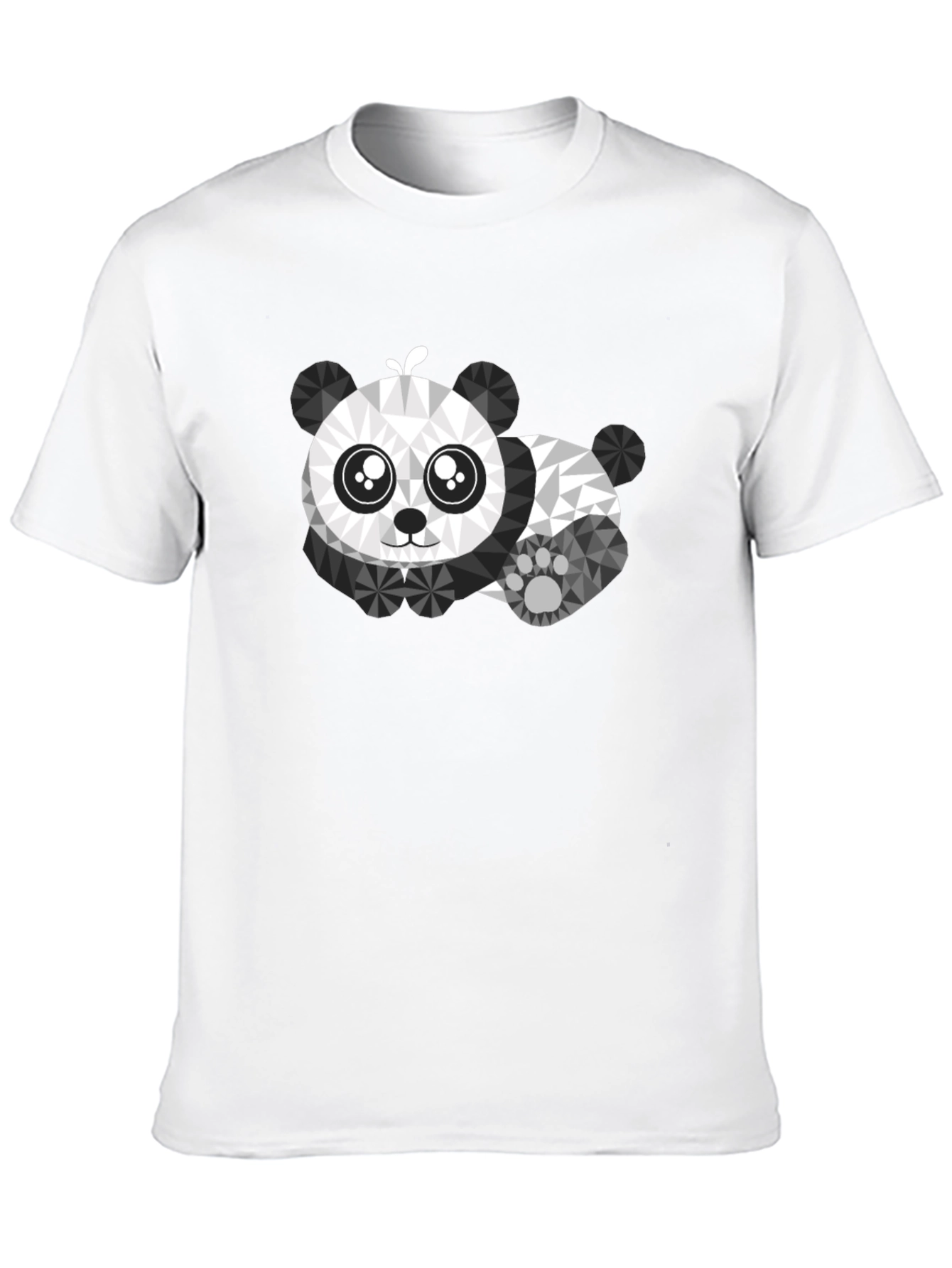 Geometric Panda Graphic Tee - Black Cotton Shirt