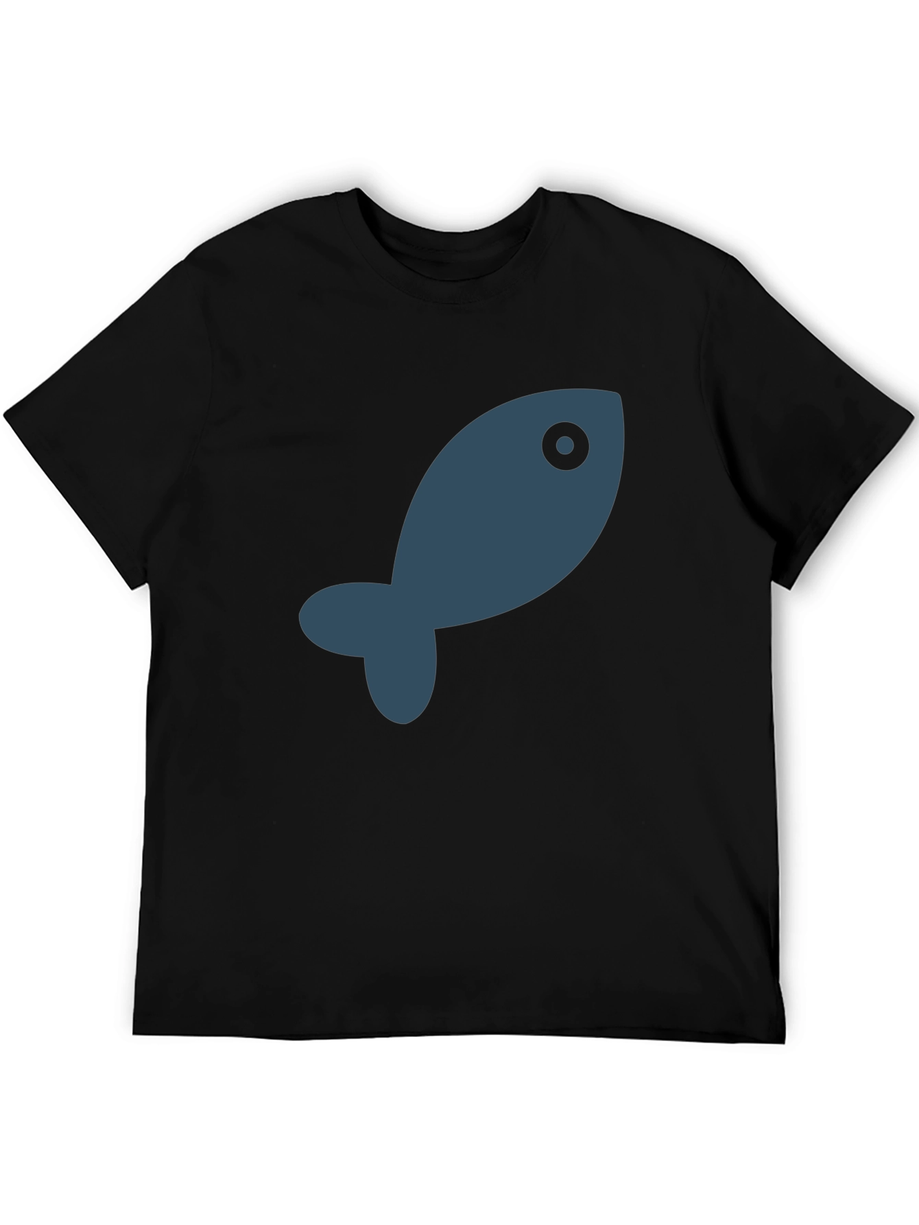 Simple Fish Graphic Black T-Shirt