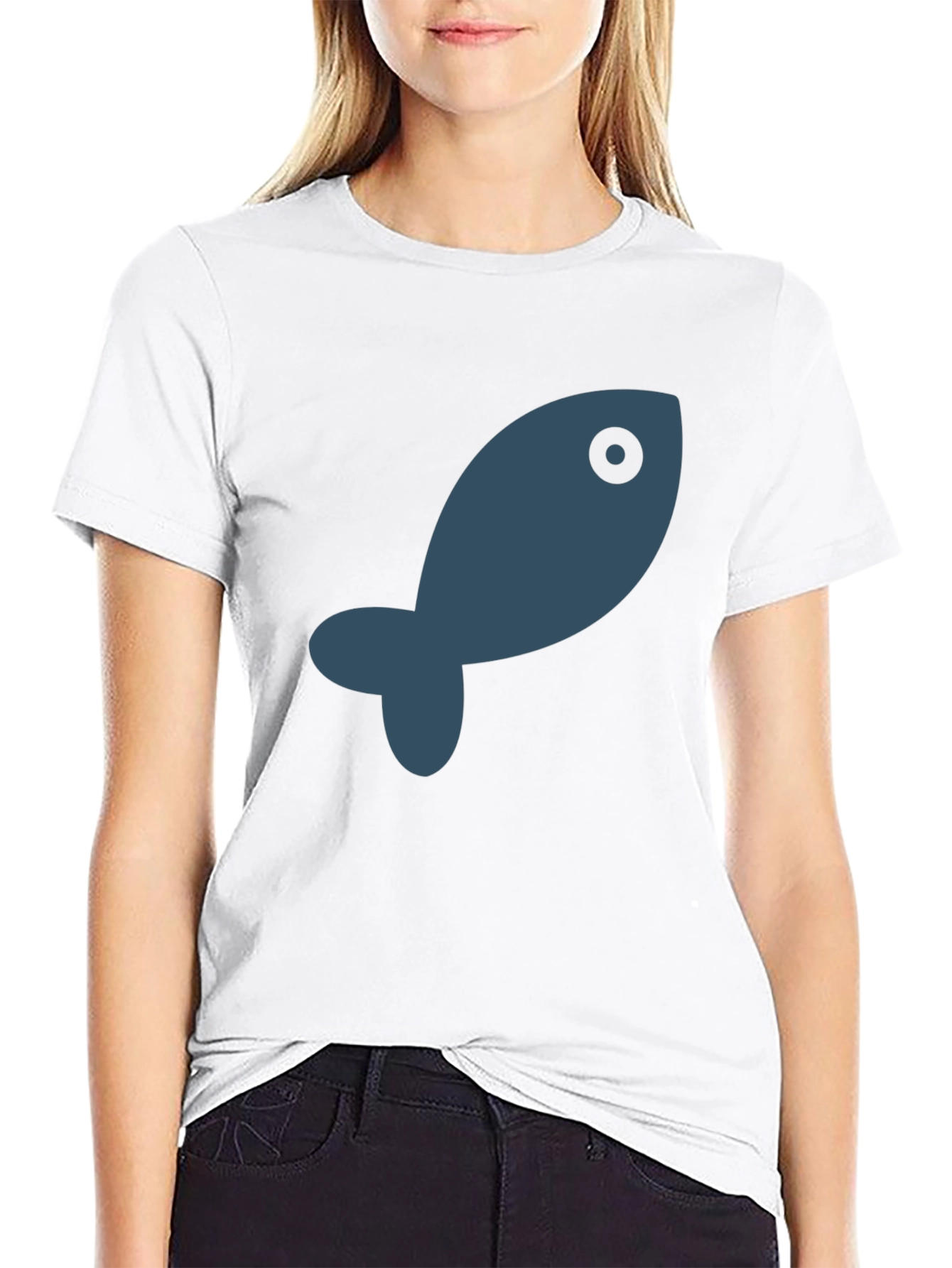 Simple Fish Graphic Black T-Shirt