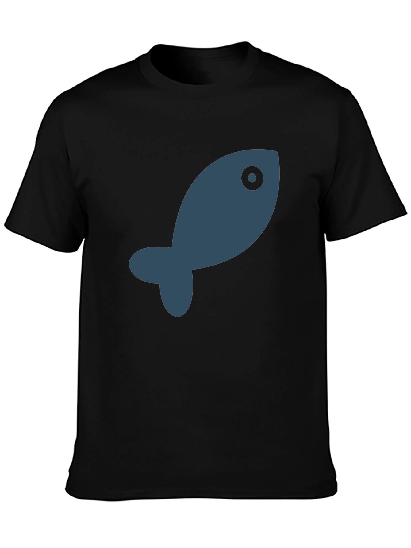 Simple Fish Graphic Black T-Shirt
