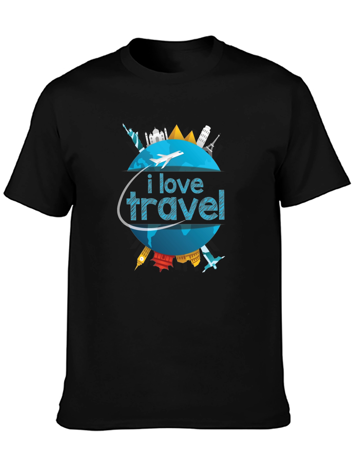 I Love Travel World Landmarks Graphic T-Shirt