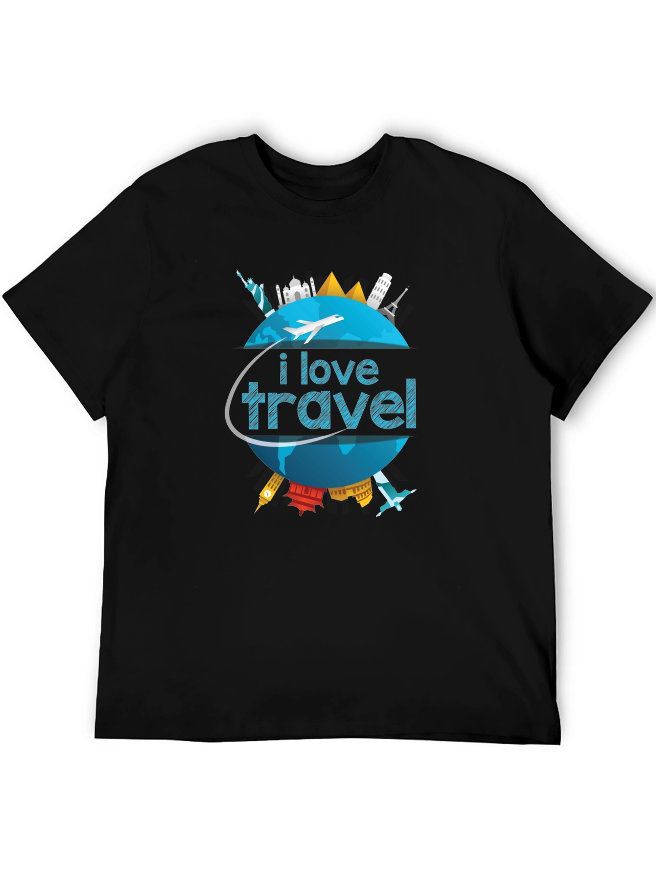 I Love Travel World Landmarks Graphic T-Shirt