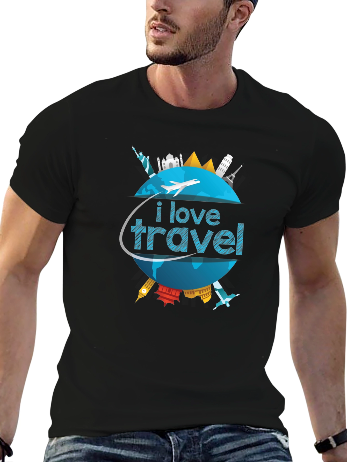 I Love Travel World Landmarks Graphic T-Shirt