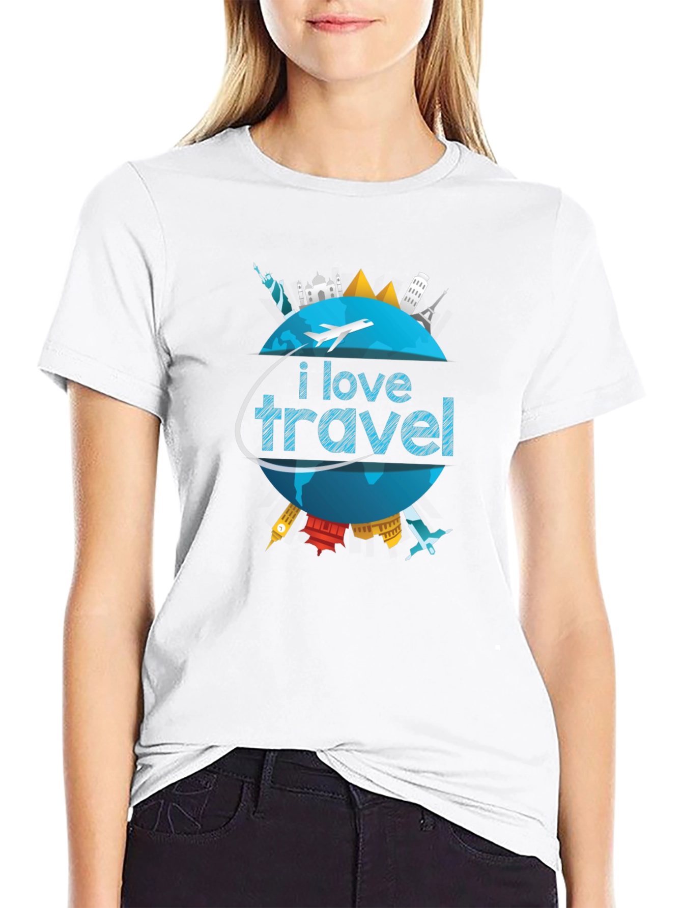I Love Travel World Landmarks Graphic T-Shirt