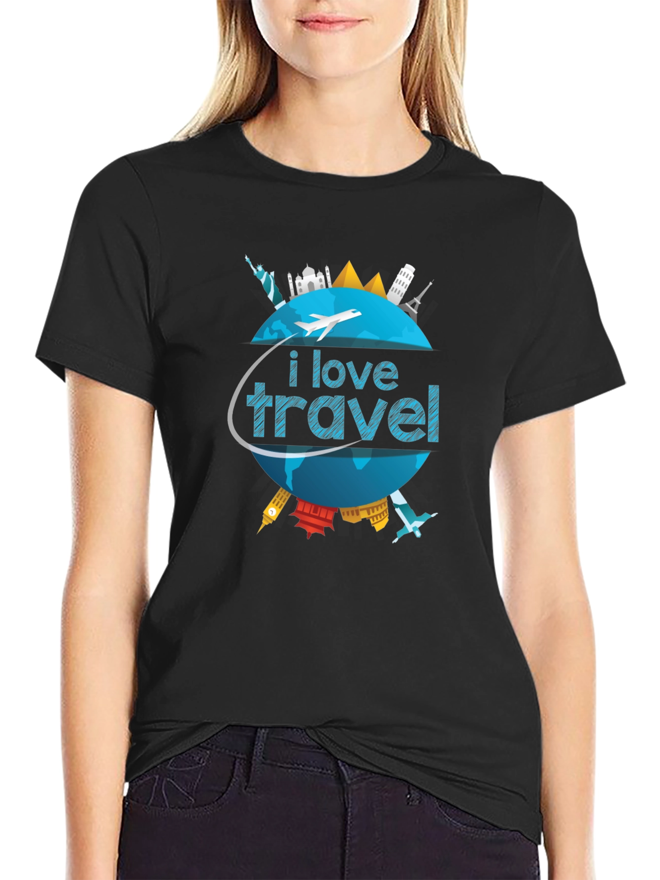 I Love Travel World Landmarks Graphic T-Shirt