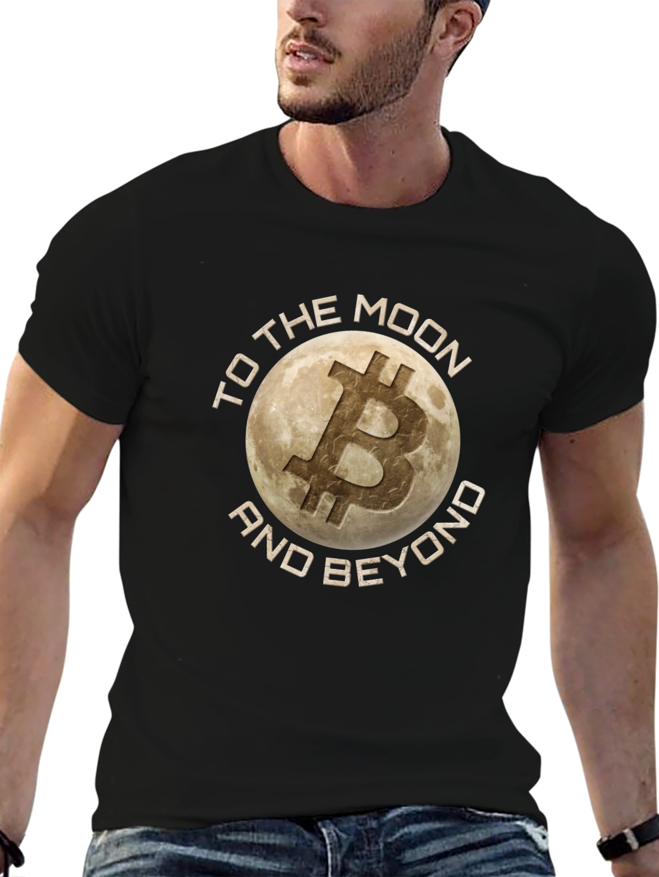 Bitcoin To the Moon and Beyond Black T-Shirt