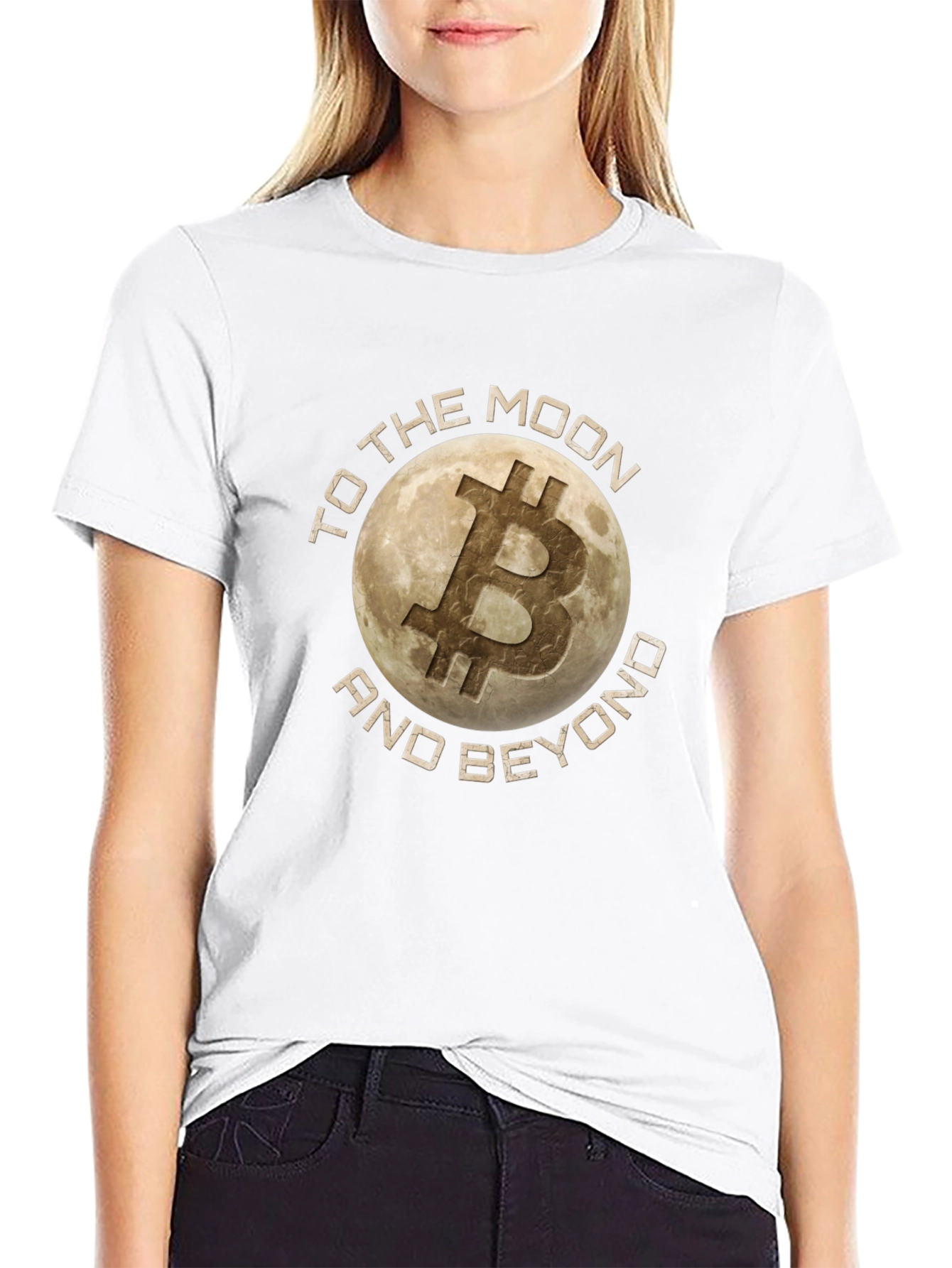 Bitcoin To the Moon and Beyond Black T-Shirt