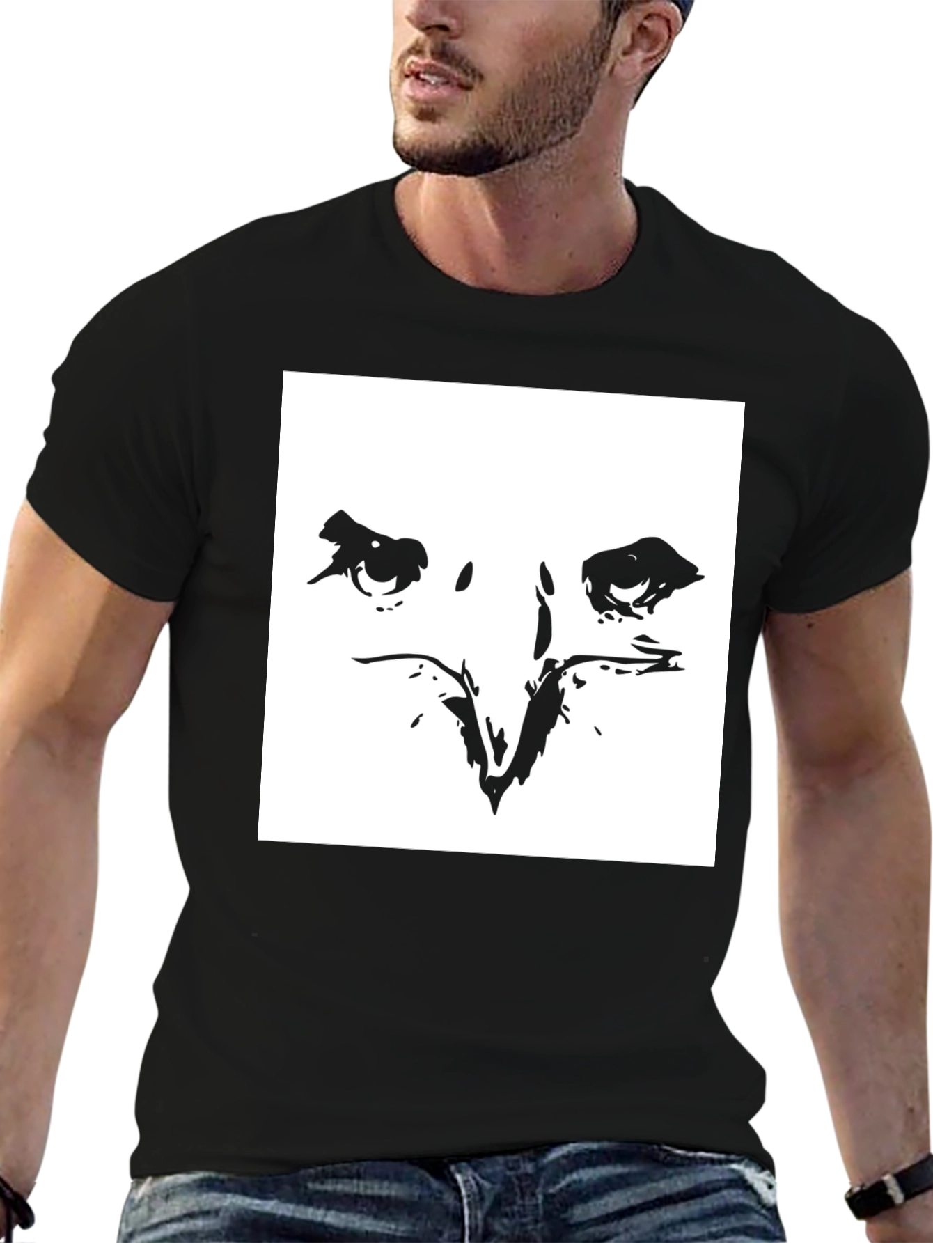 Abstract Eagle Eye Graphic Black T-Shirt