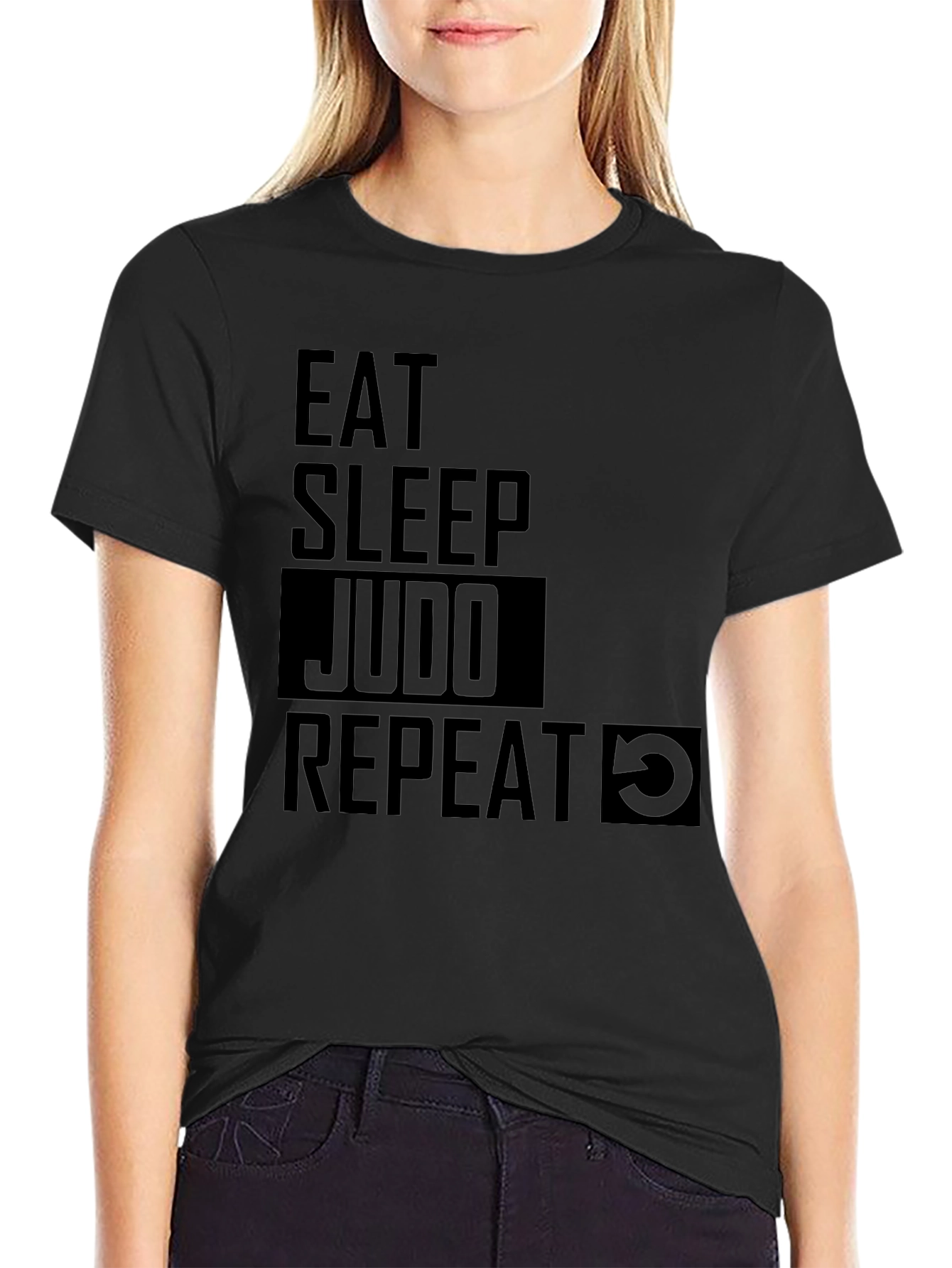 Eat Sleep Judo Repeat - Black Graphic T-Shirt