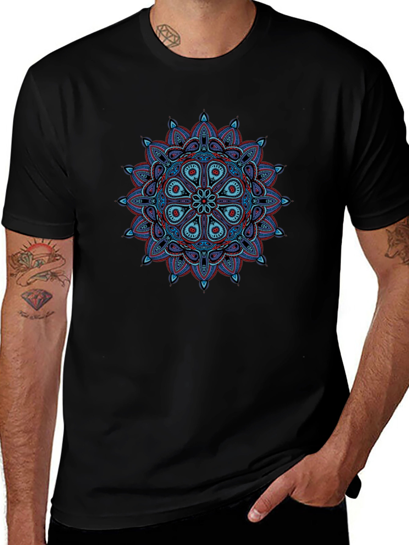 Mandala Graphic Tee - Black Cotton T-Shirt