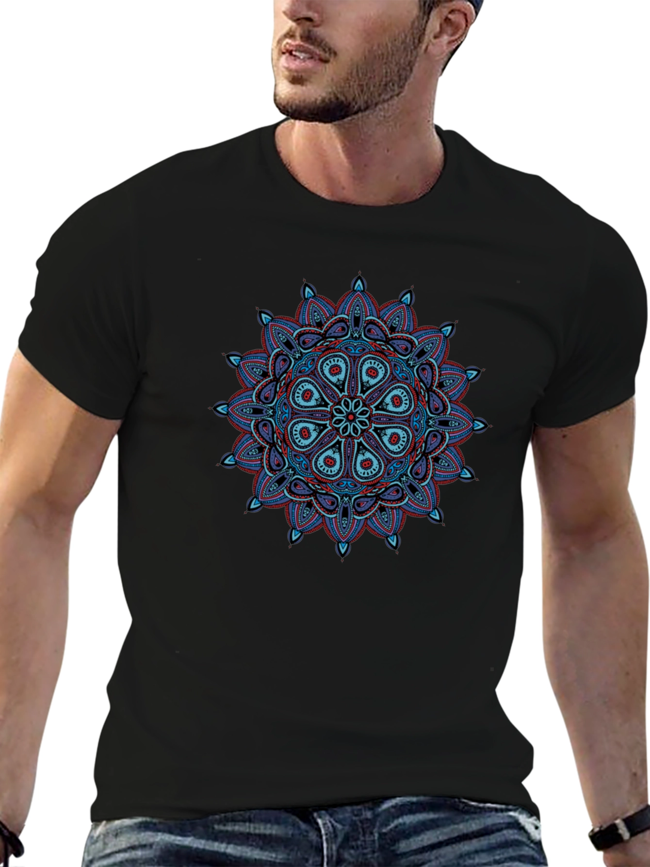 Mandala Graphic Tee - Black Cotton T-Shirt