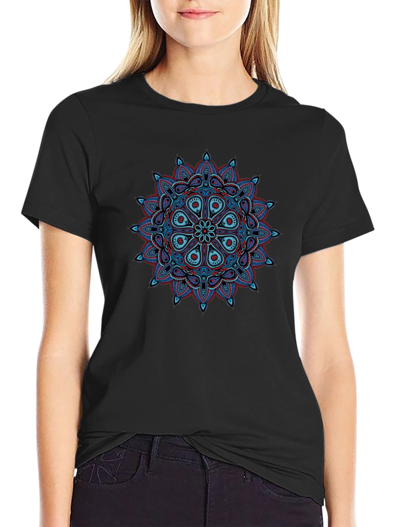 Mandala Graphic Tee - Black Cotton T-Shirt