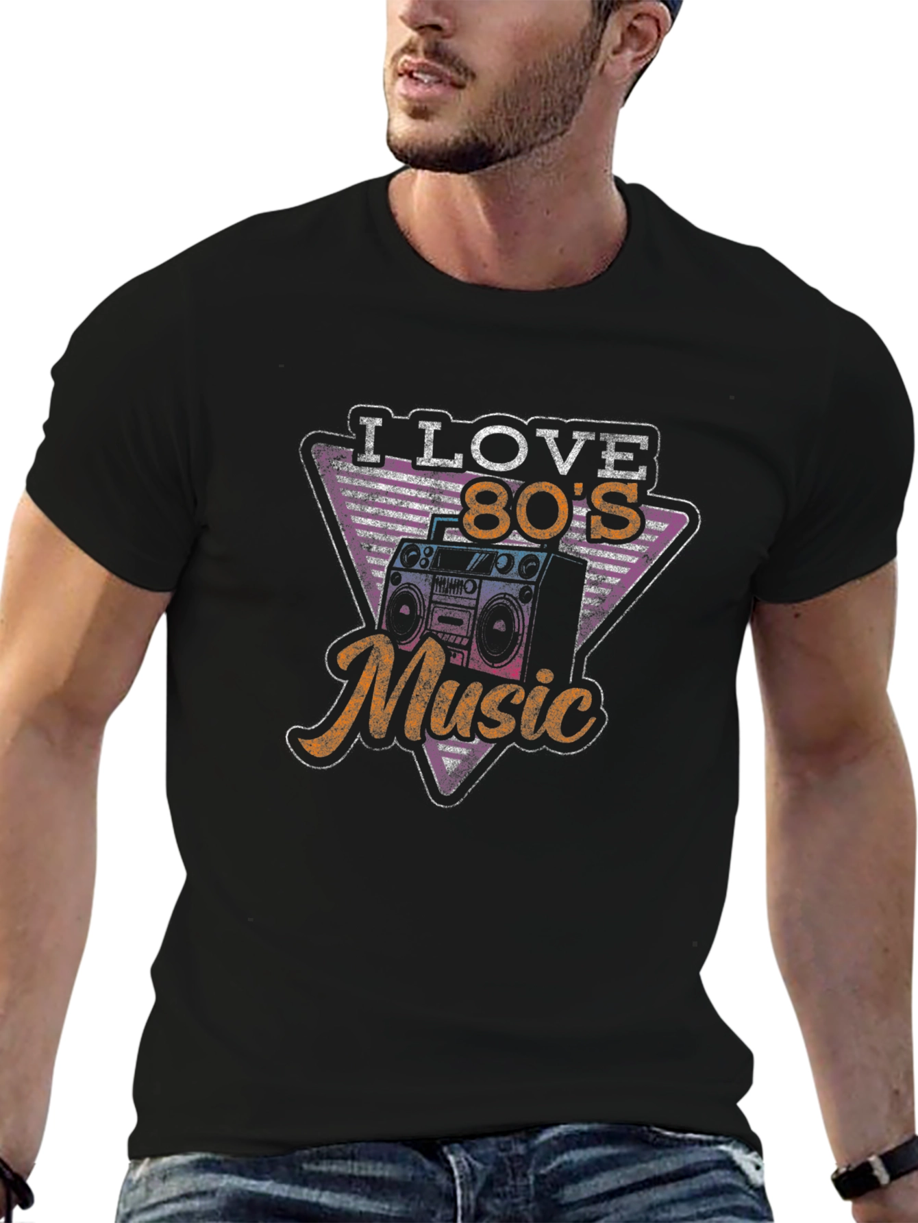 I Love 80s Music Black T-Shirt