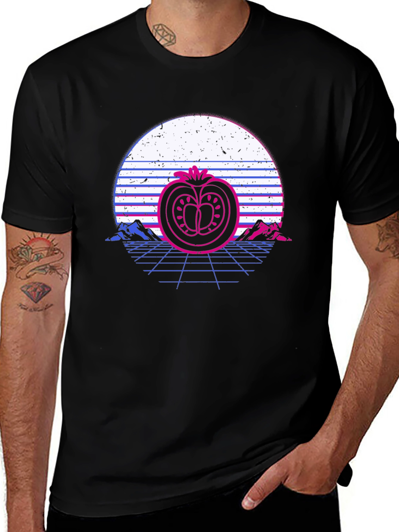 Retro Tomato Sunset T-Shirt - Stylish Graphic Tee