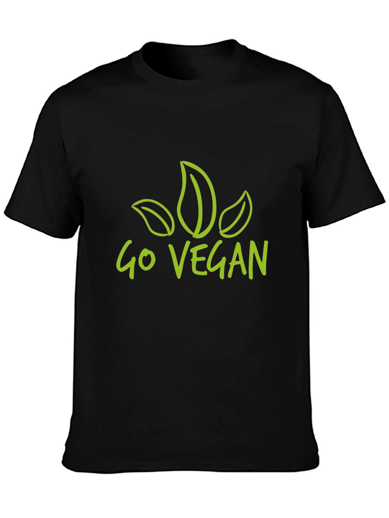 Go Vegan T-Shirt - Black Leaf Design
