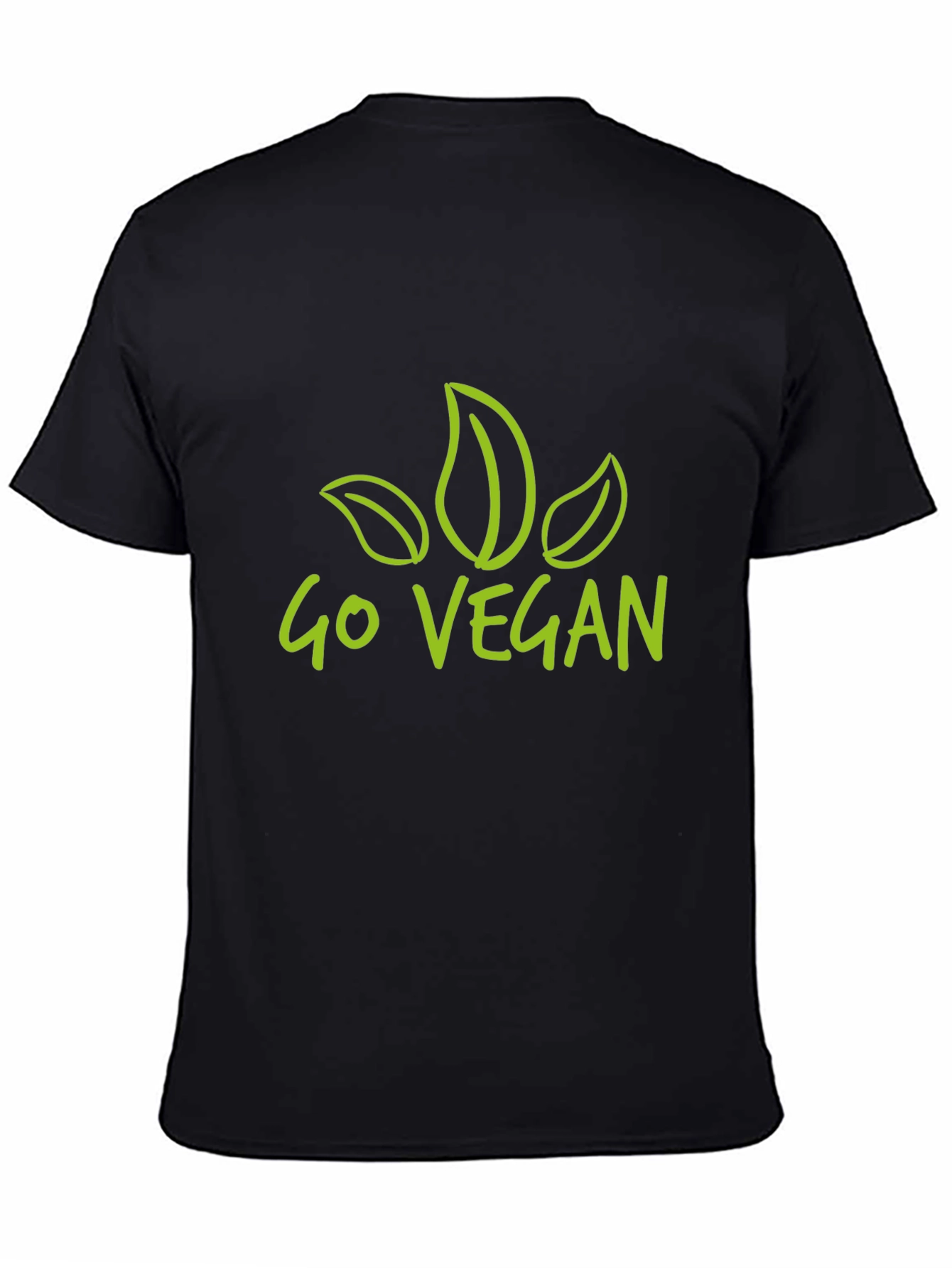 Go Vegan T-Shirt - Black Leaf Design