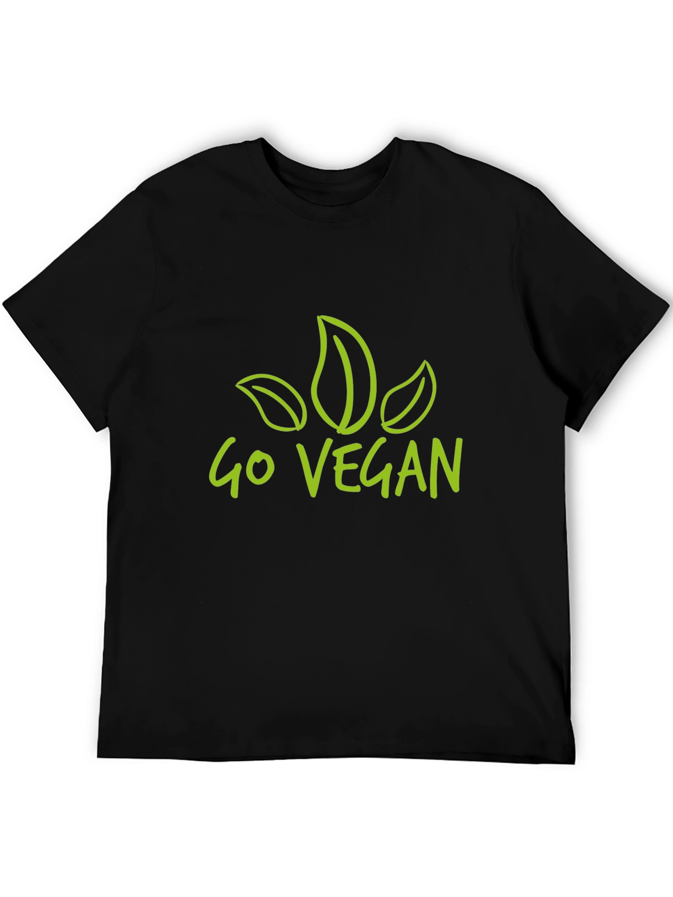 Go Vegan T-Shirt - Black Leaf Design