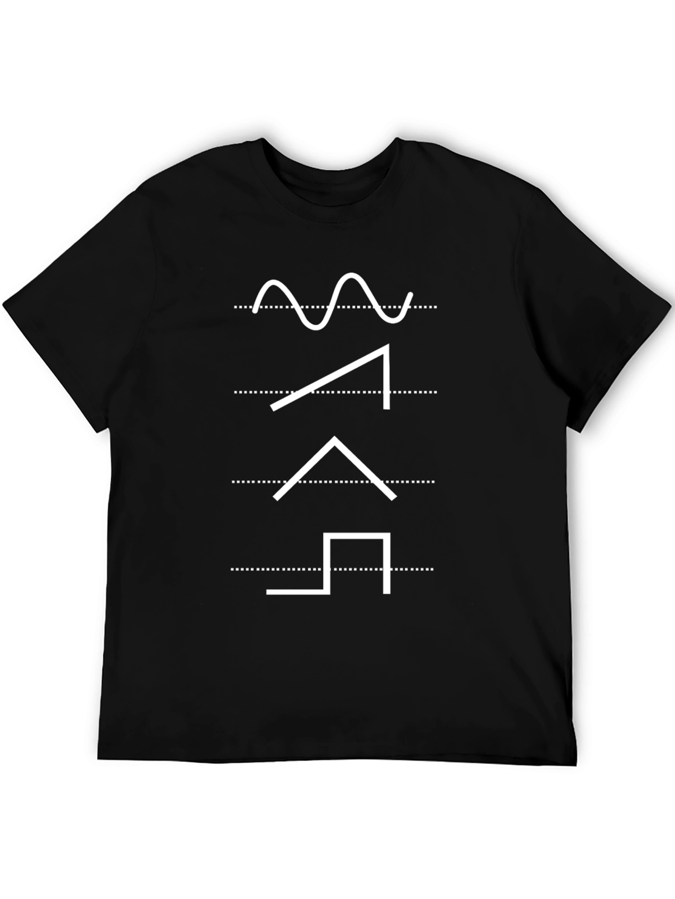 Geometric Waveform Graphic Tee - Modern Black T-Shirt