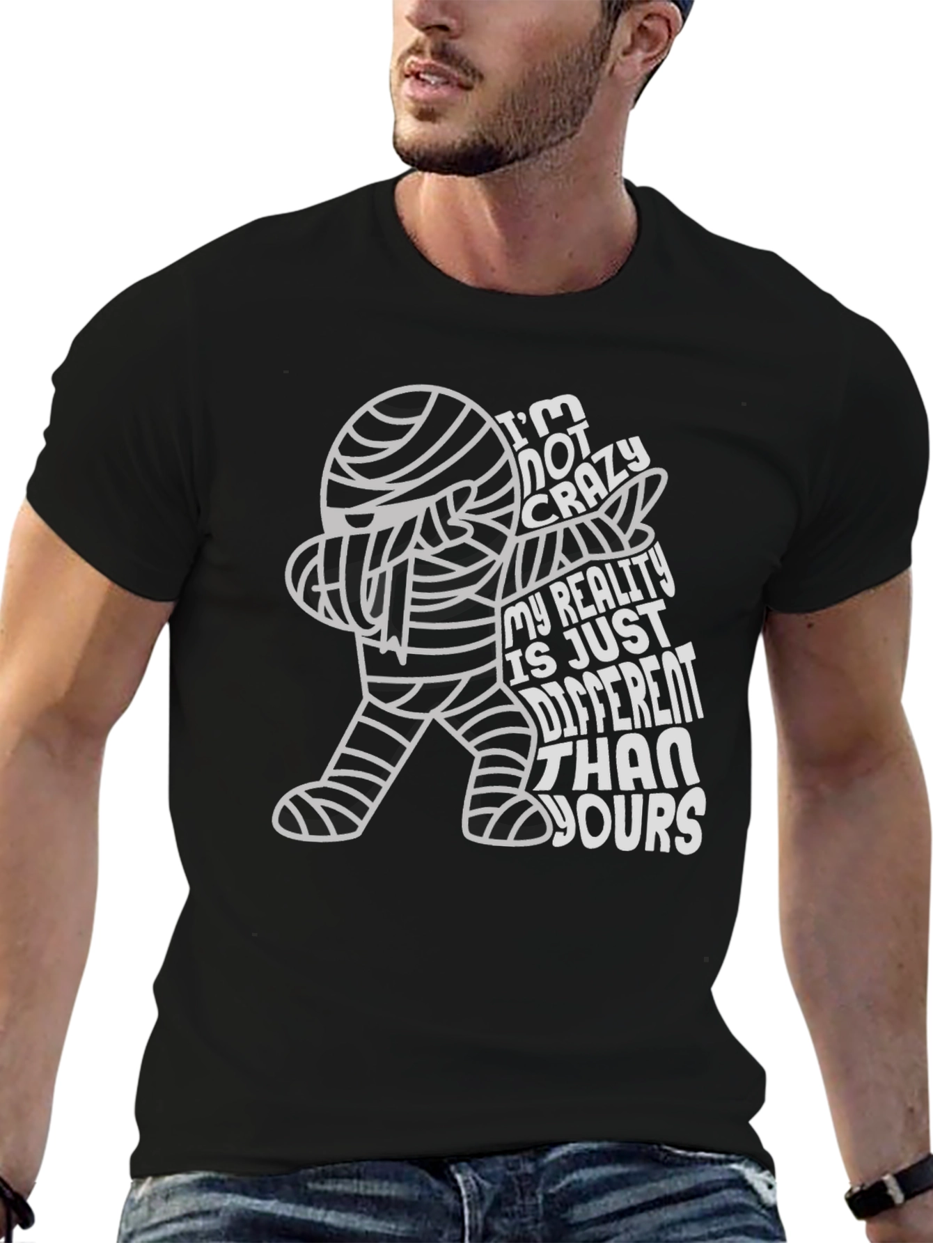 Crazy Reality Mummy T-Shirt - Halloween Humor Tee