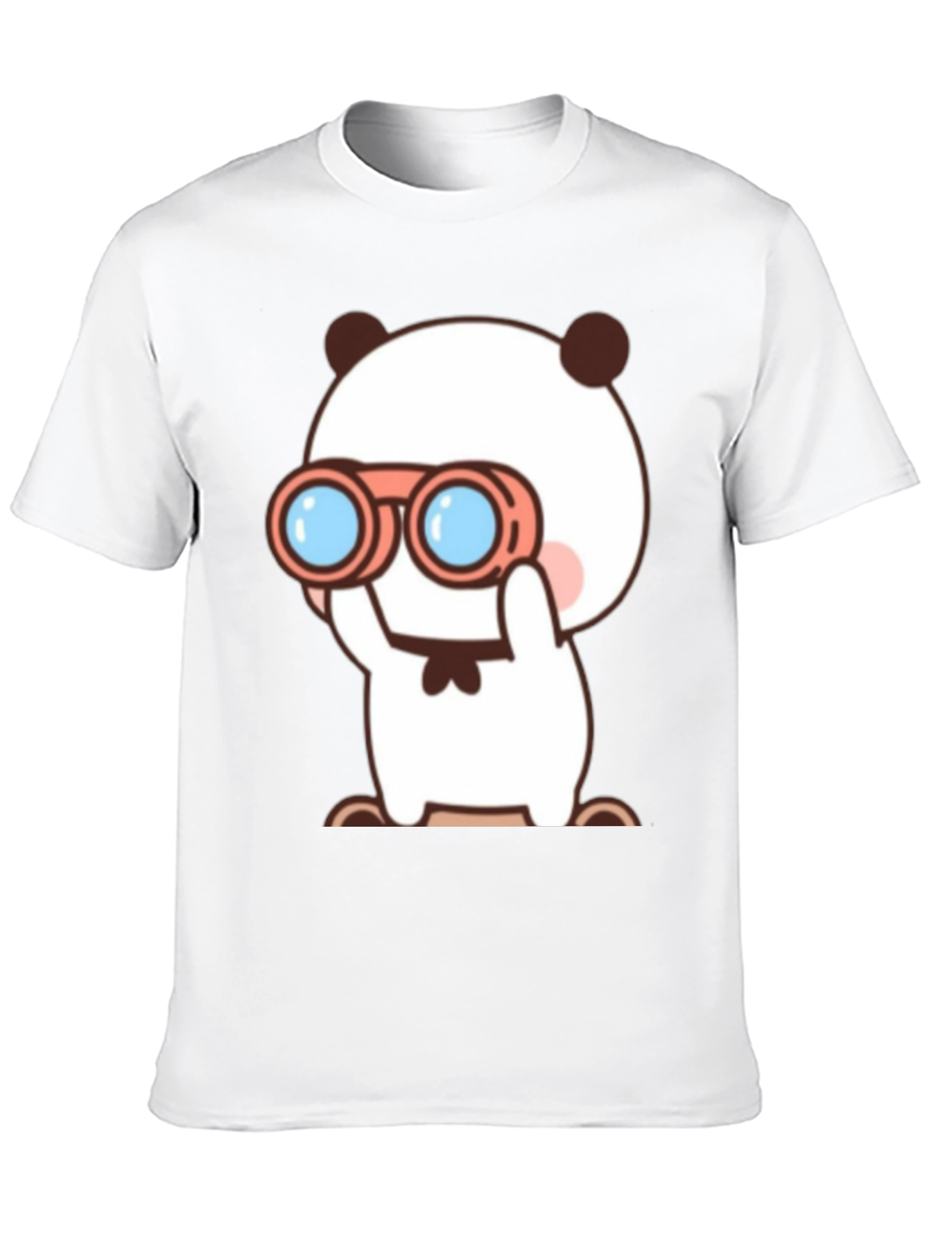 Cute Cartoon Panda Binoculars Black T-Shirt